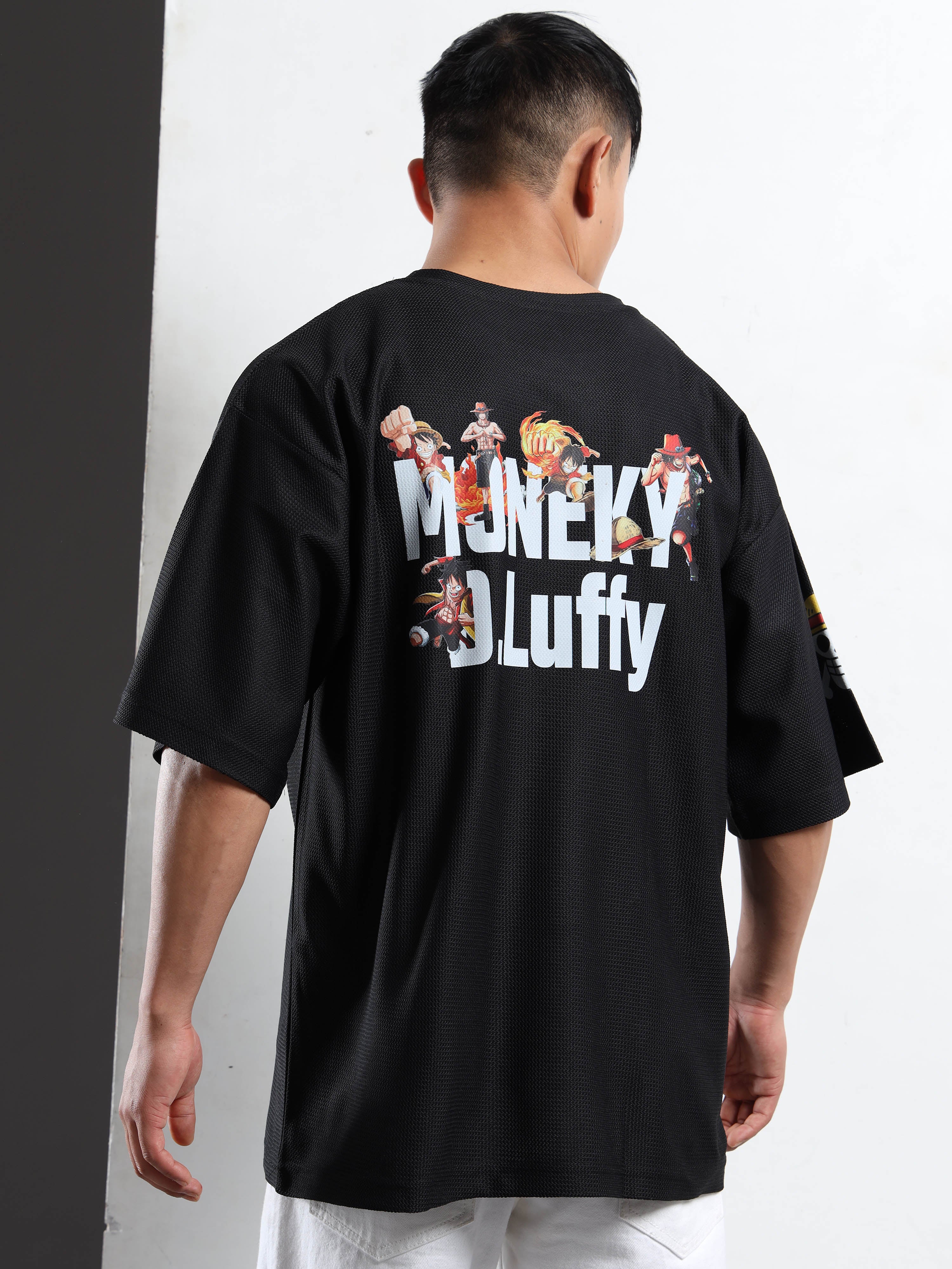 Black Oversized “Monkey D. Luffy” Graphic Tee