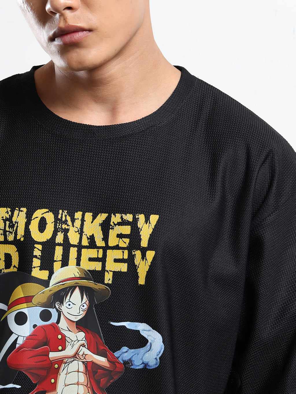 Black Oversized “Monkey D. Luffy” Graphic Tee