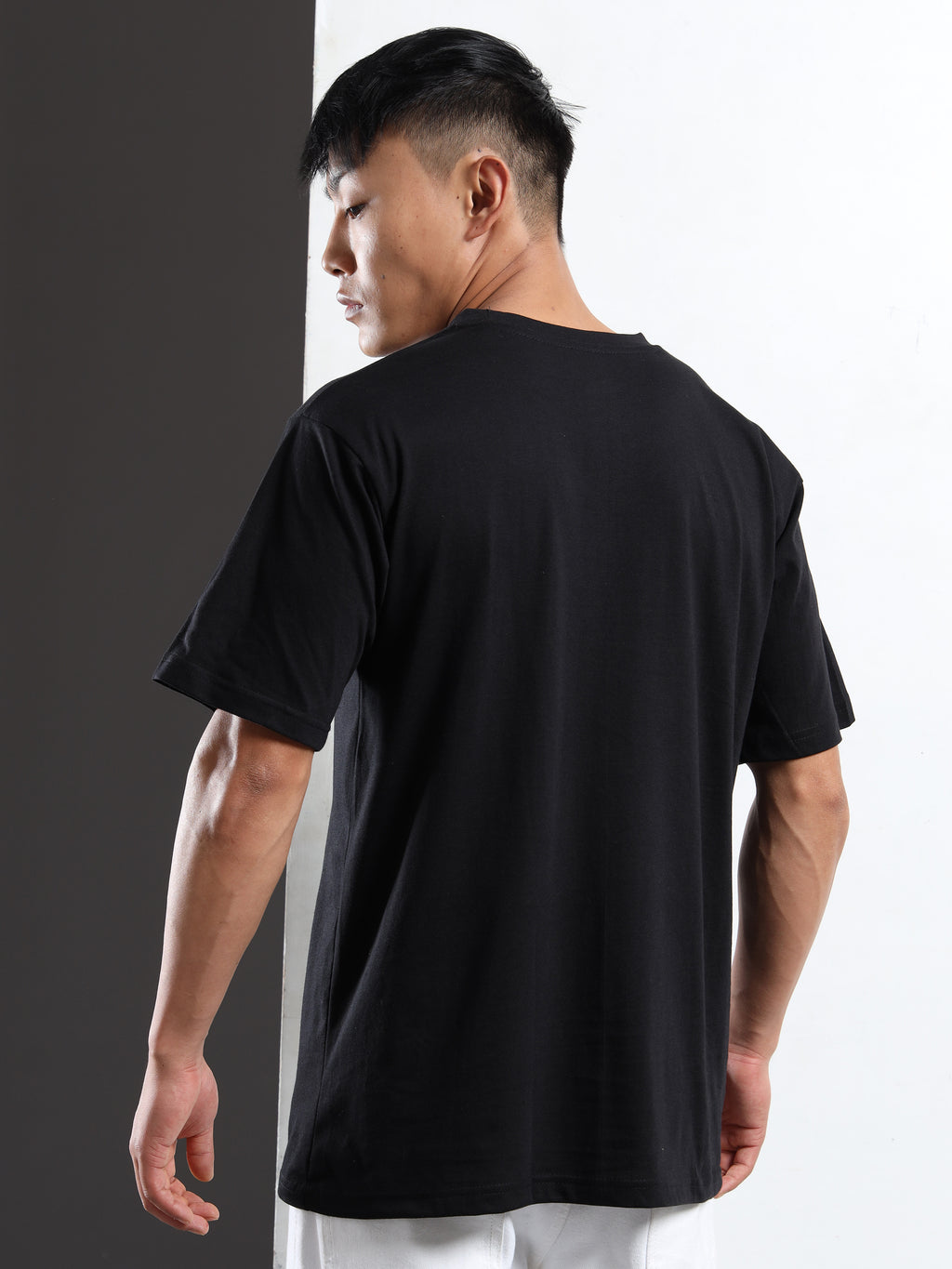 Men's Black and Multi-Color Relax Graphic T-Shirt