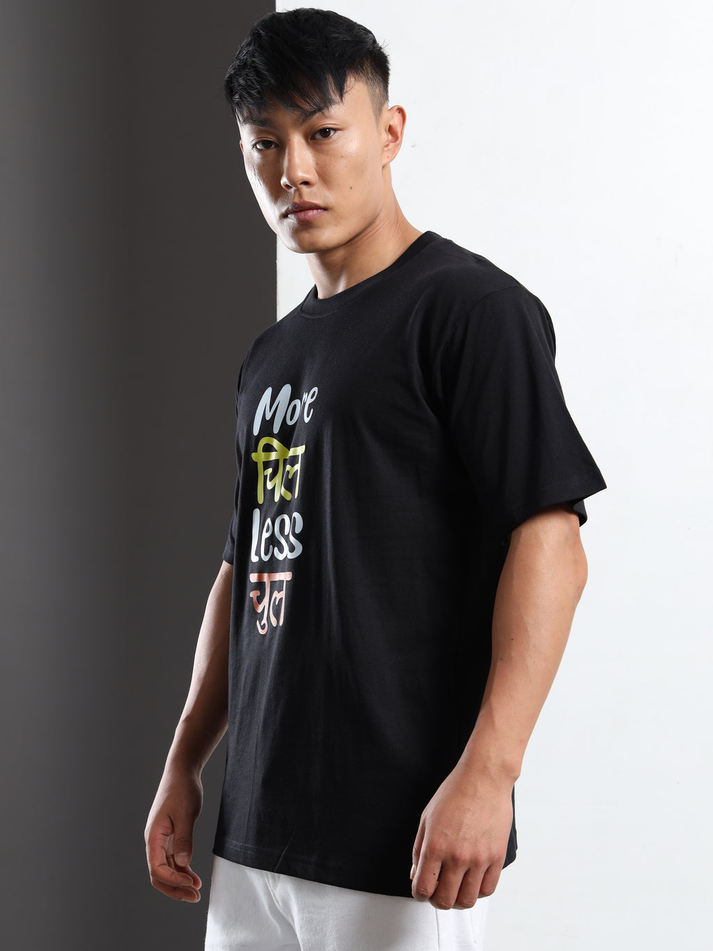 Men's Black and Multi-Color Urban Street Graphic T-Shirt