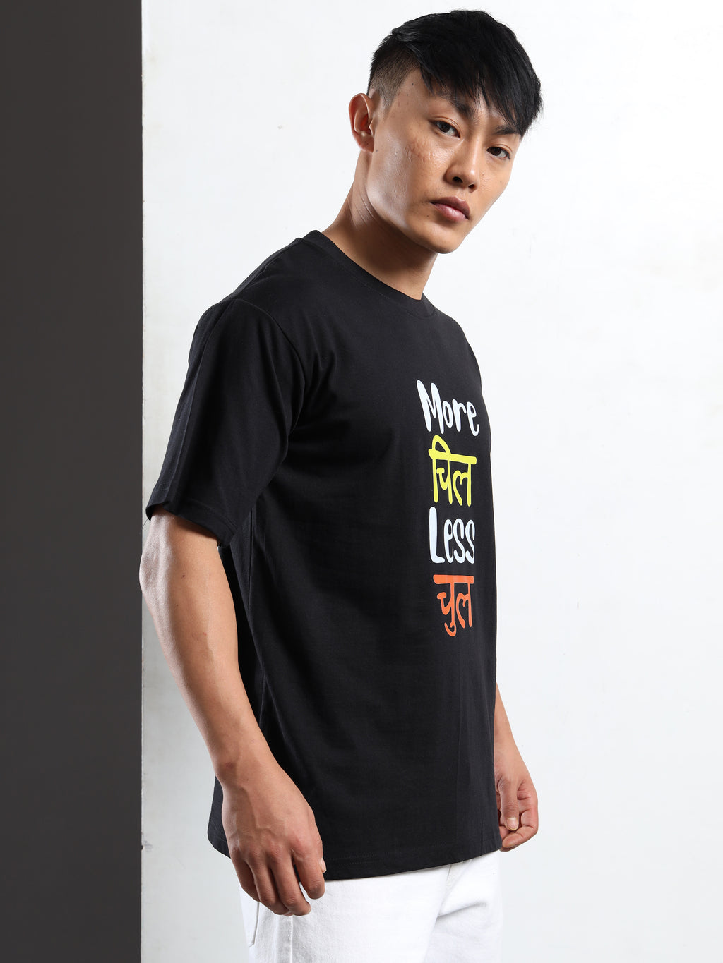 Men's Black and Multi-Color Urban Street Graphic T-Shirt
