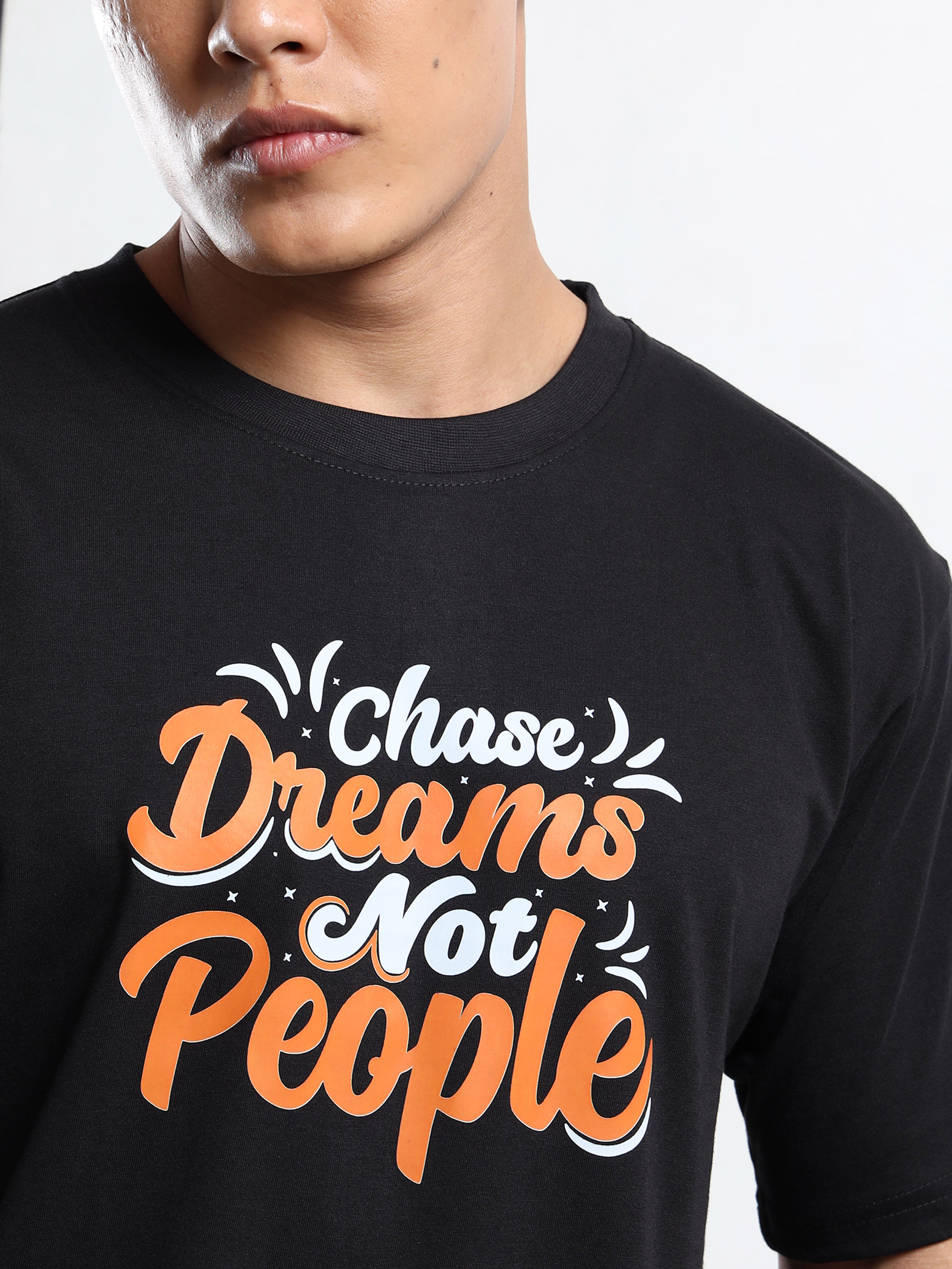 Men's Black and Orange Chase Dreams Motivational T-Shirt