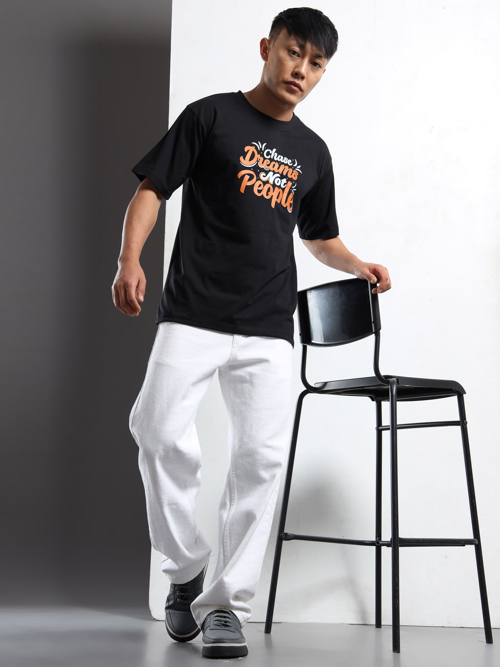 Men's Black and Orange Chase Dreams Motivational T-Shirt