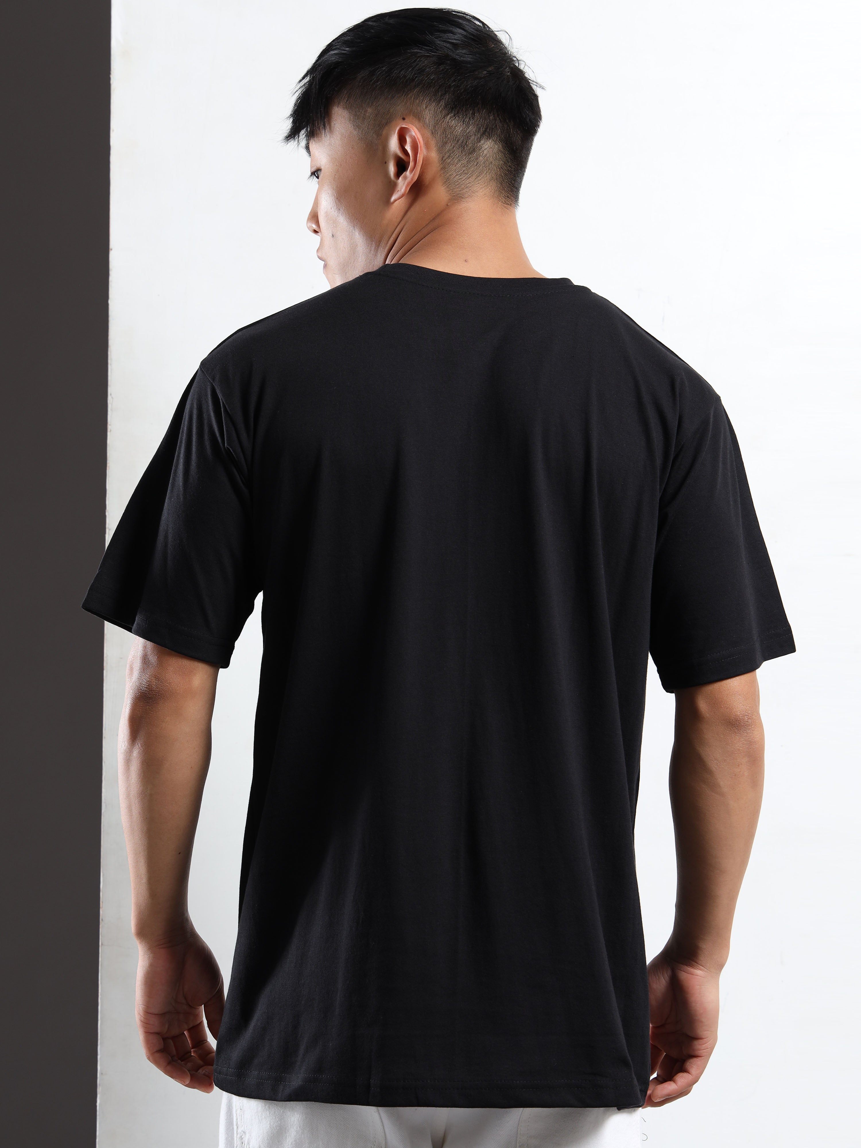 Men's Black and Light Blue Stay Weird Graphic T-Shirt