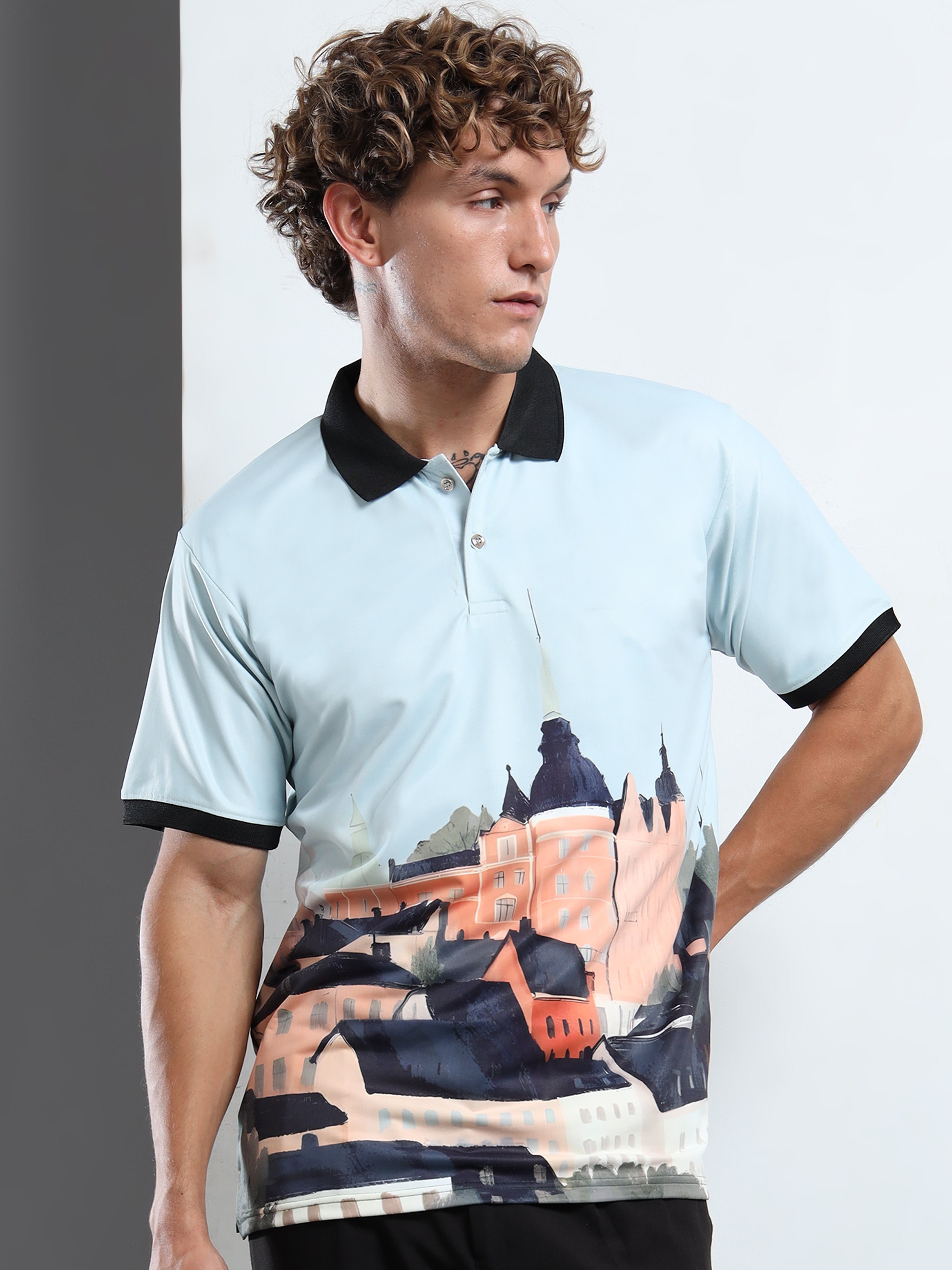 Sky Blue Urban Vista Polo T-Shirt