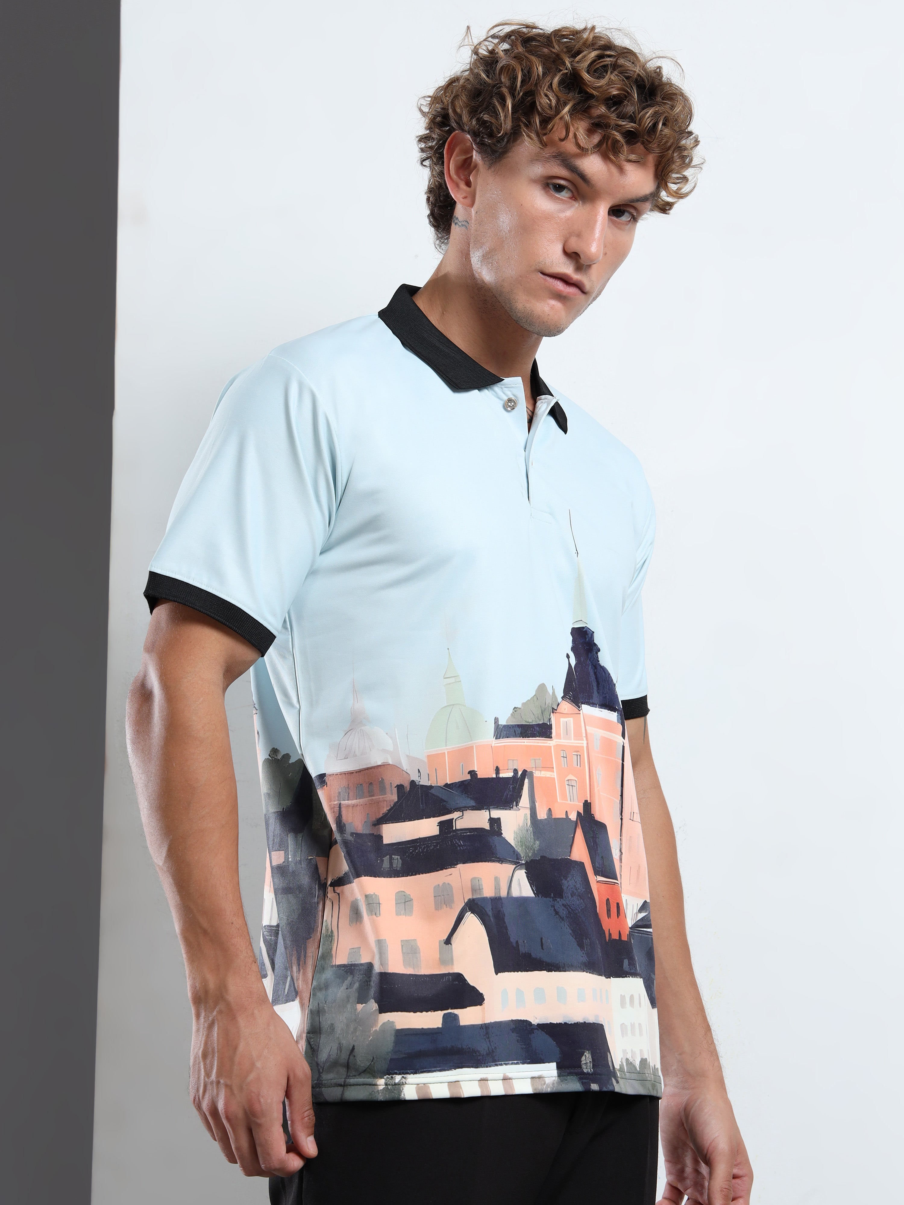 Sky Blue Urban Vista Polo T-Shirt