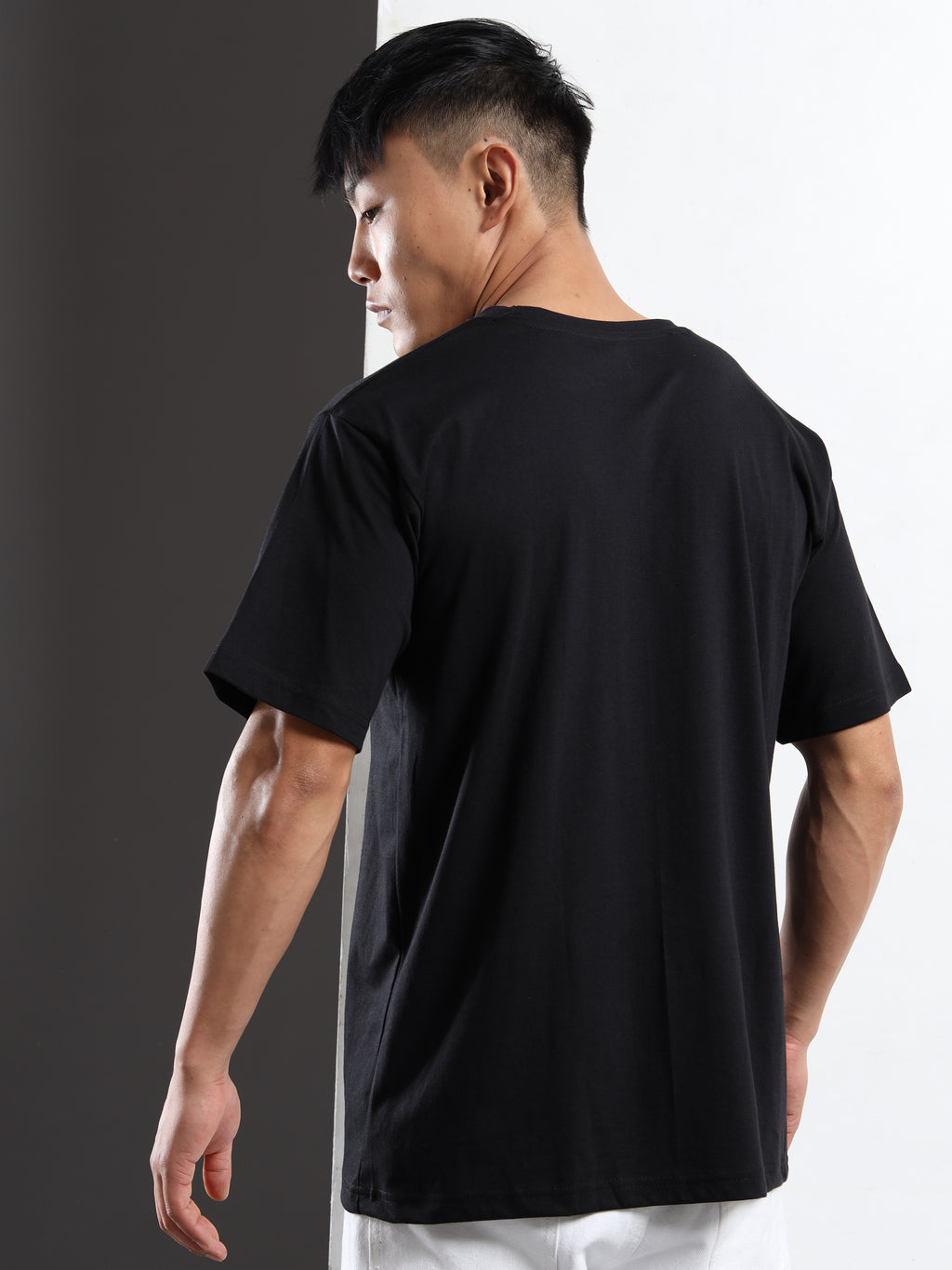 Men's Black and Multi-Color Diesel Style Graphic T-Shirt