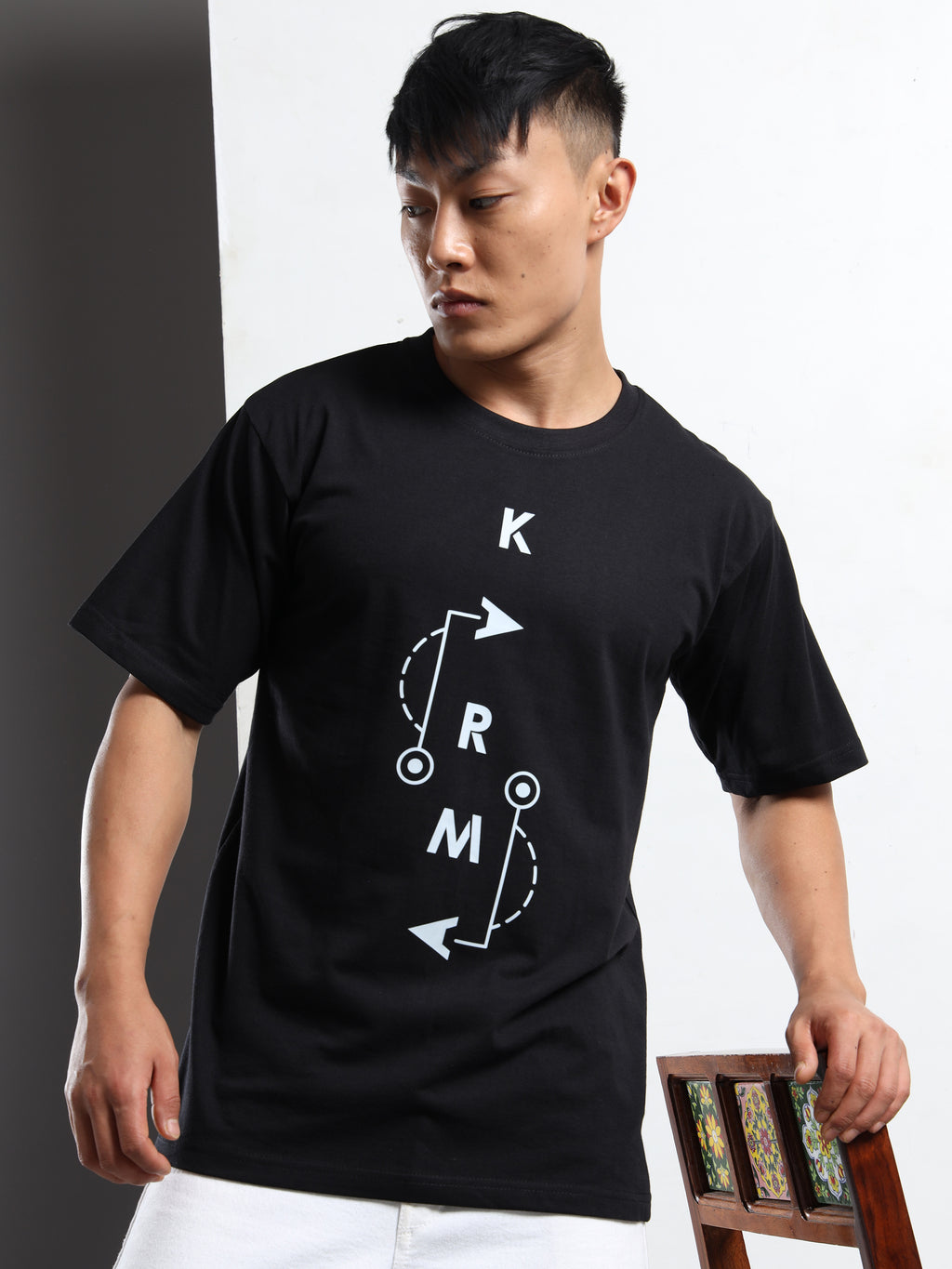 Men's Black and White KRM Strategy Graphic T-Shirt