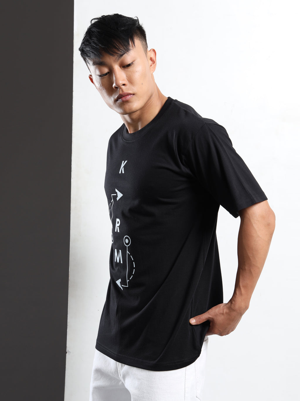 Men's Black and White KRM Strategy Graphic T-Shirt