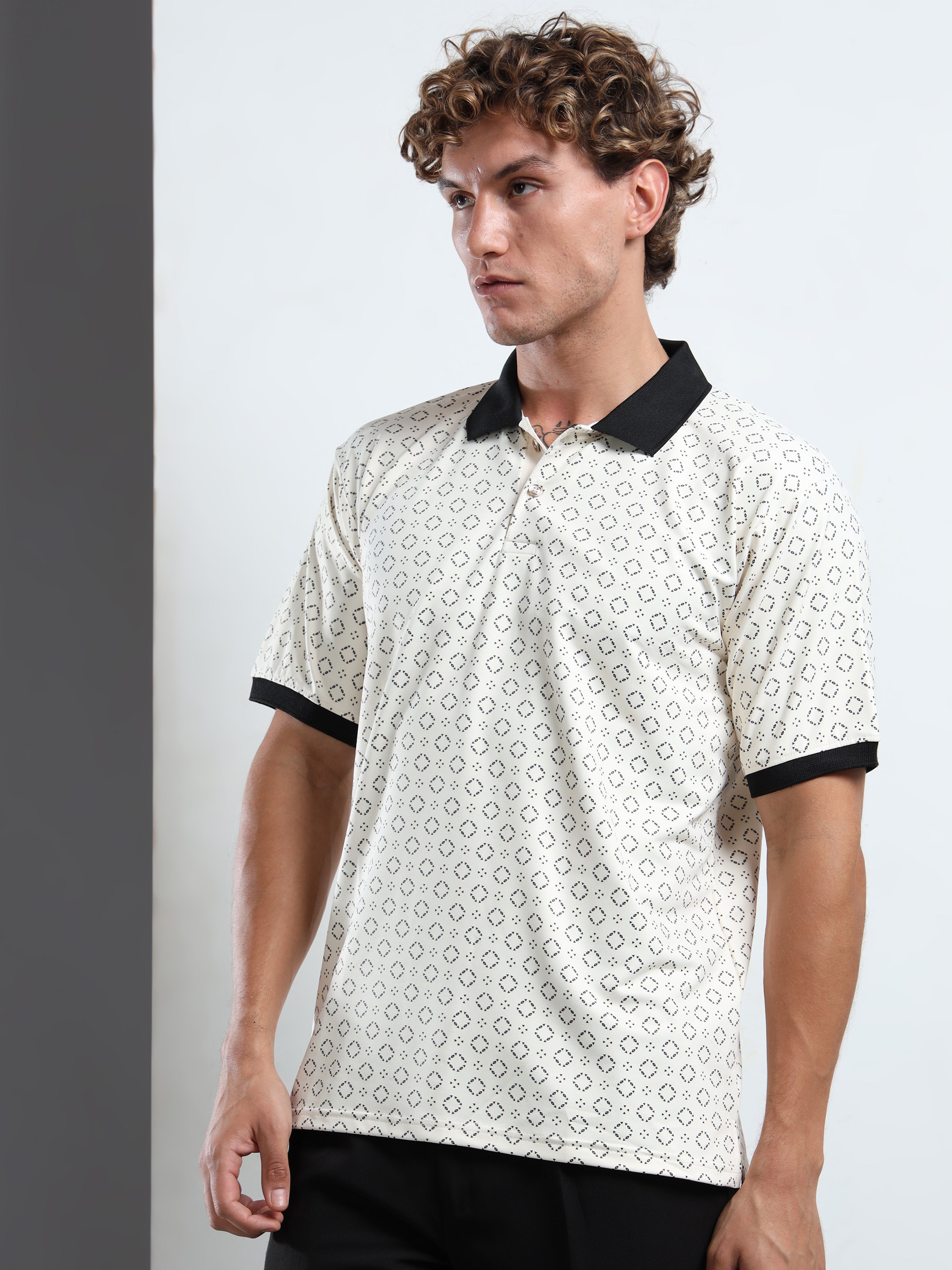 Men’s Geometric Print Polo T-Shirt