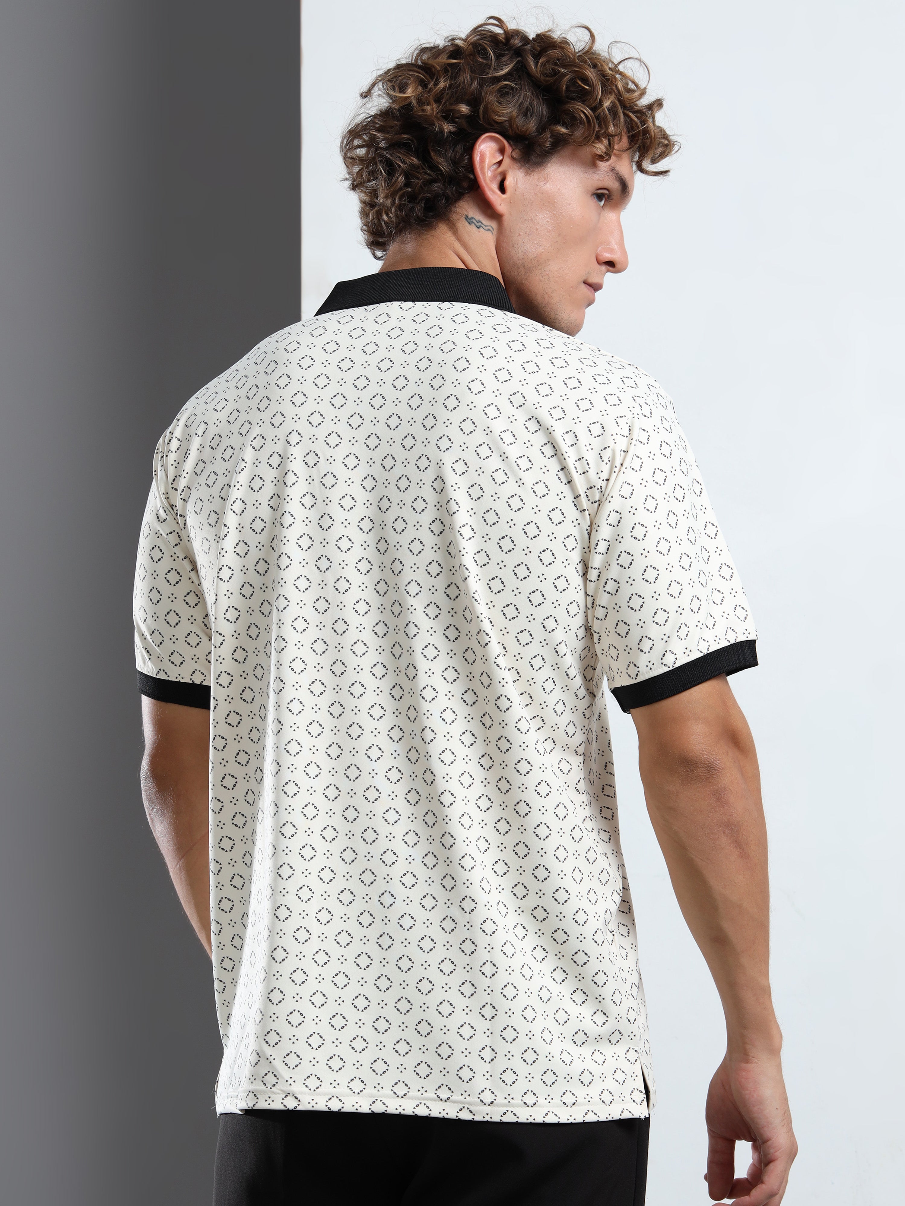 Men’s Geometric Print Polo T-Shirt