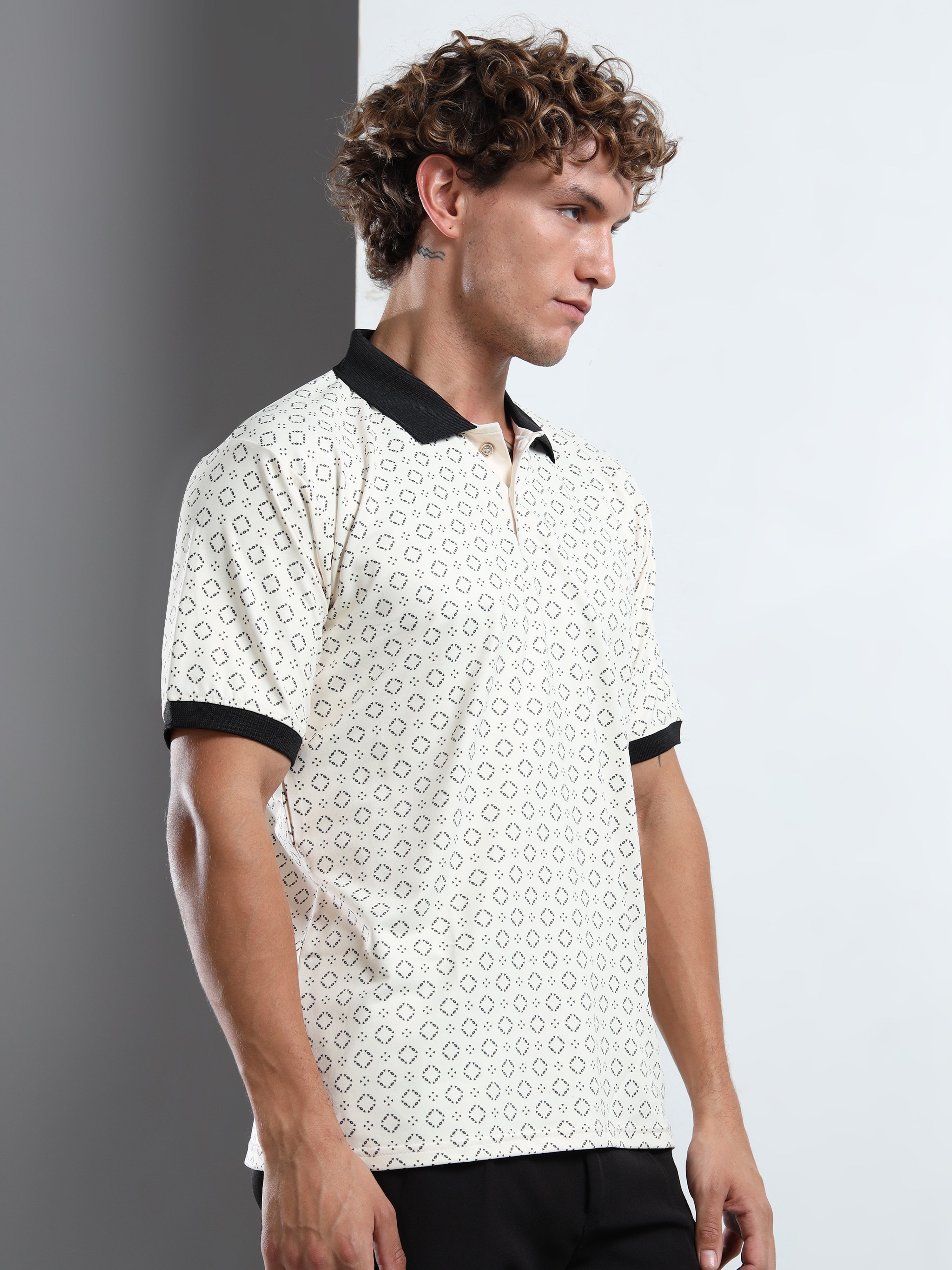 Men’s Geometric Print Polo T-Shirt
