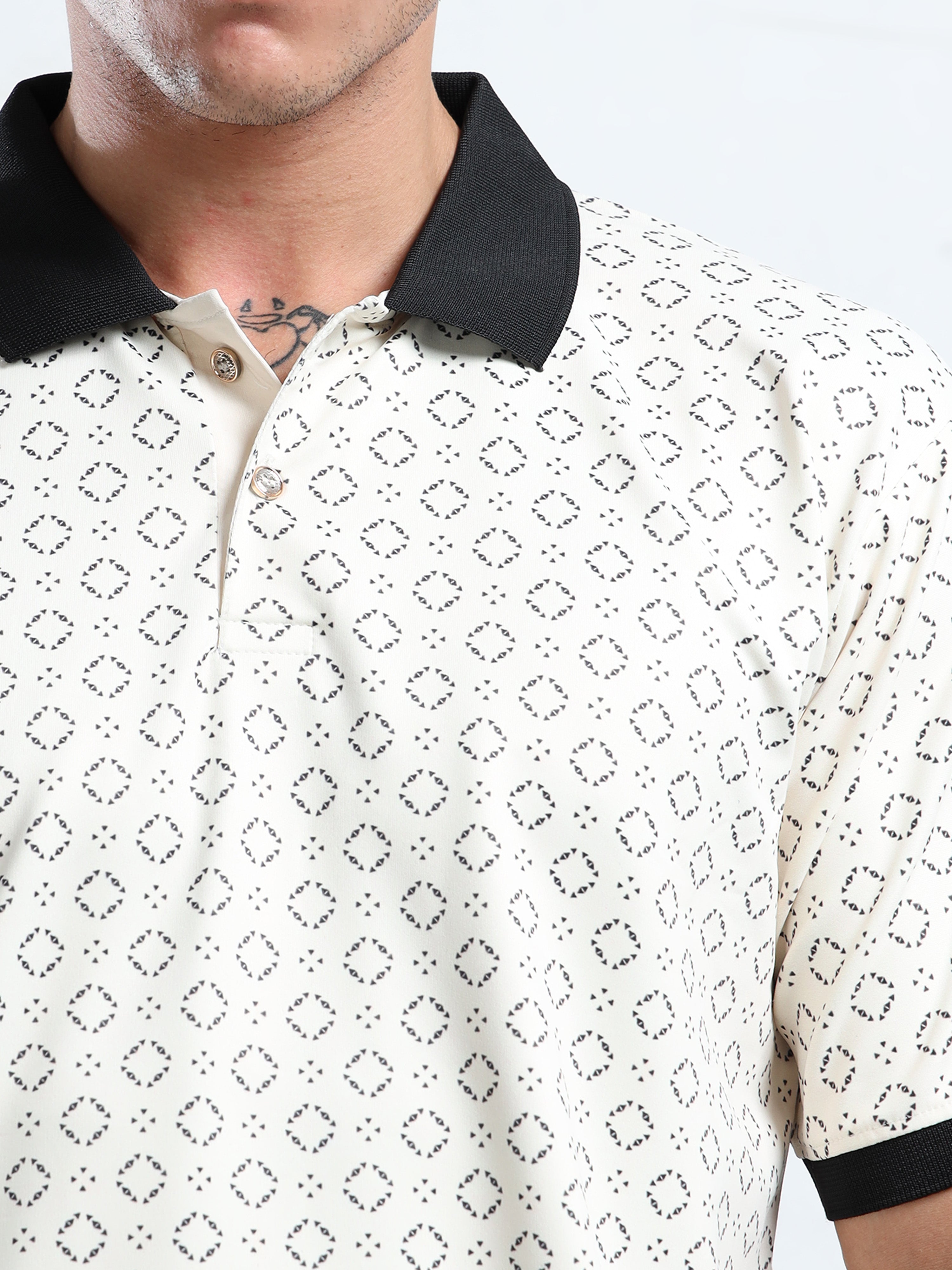 Men’s Geometric Print Polo T-Shirt