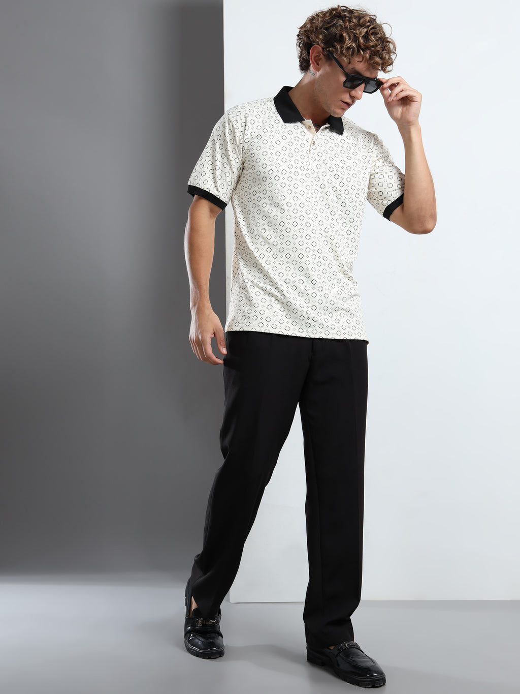 Men’s Geometric Print Polo T-Shirt