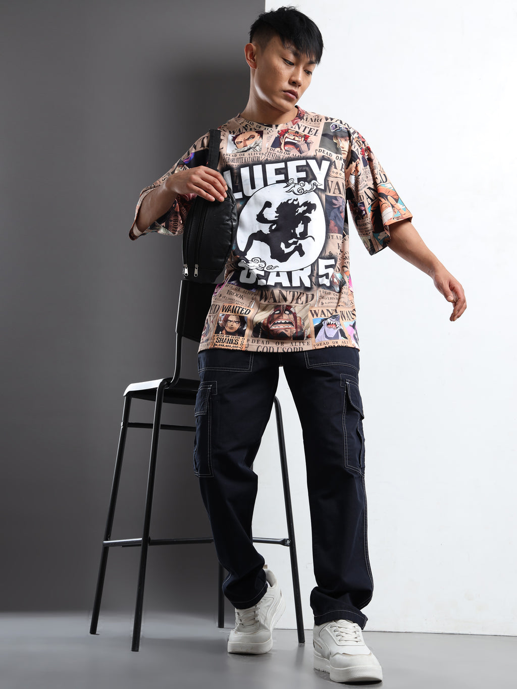 Men's Black Attack on Titan Regiment Logo Oversized T-Shirt