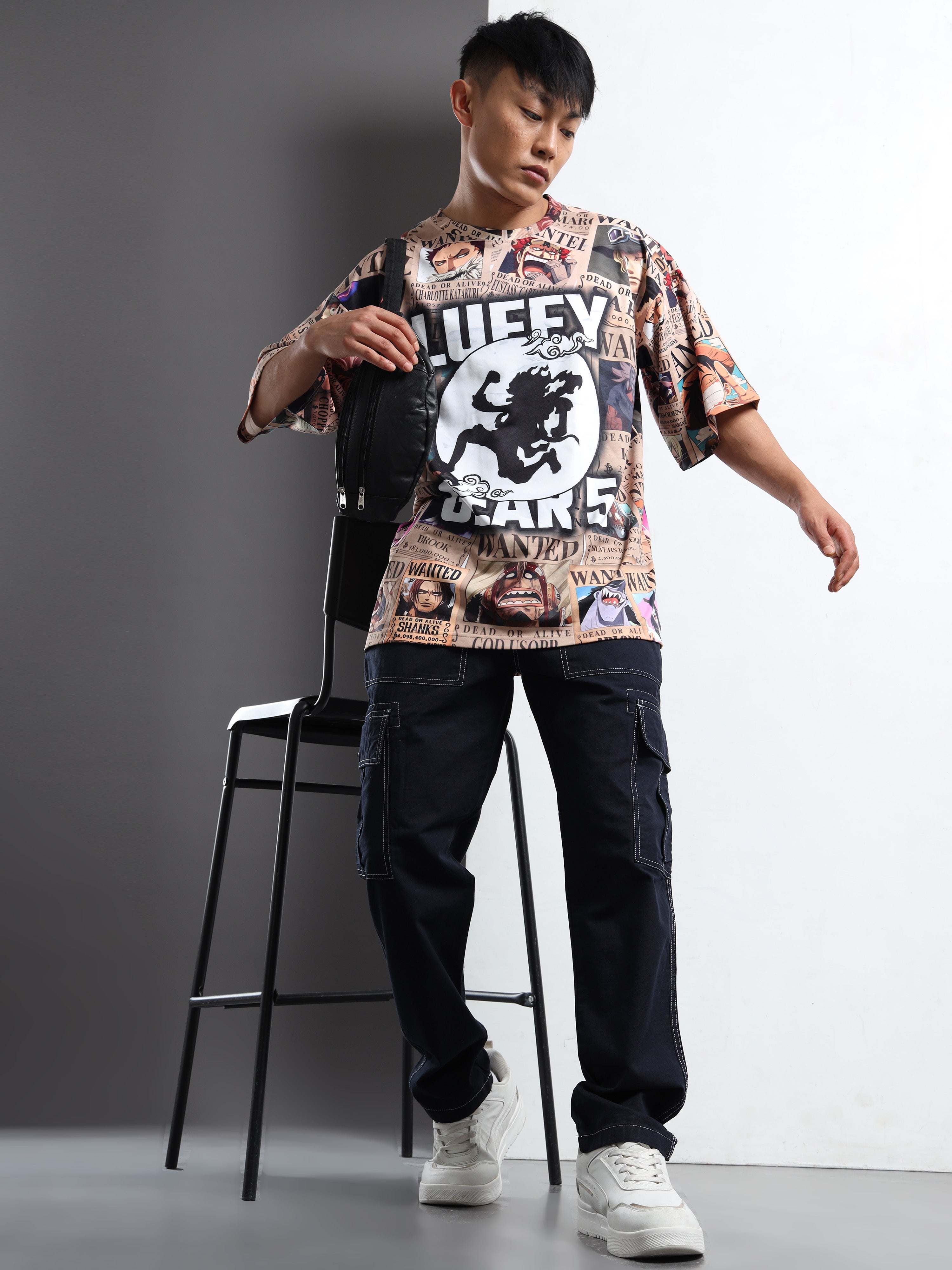 Men's Black Attack on Titan Regiment Logo Oversized T-Shirt