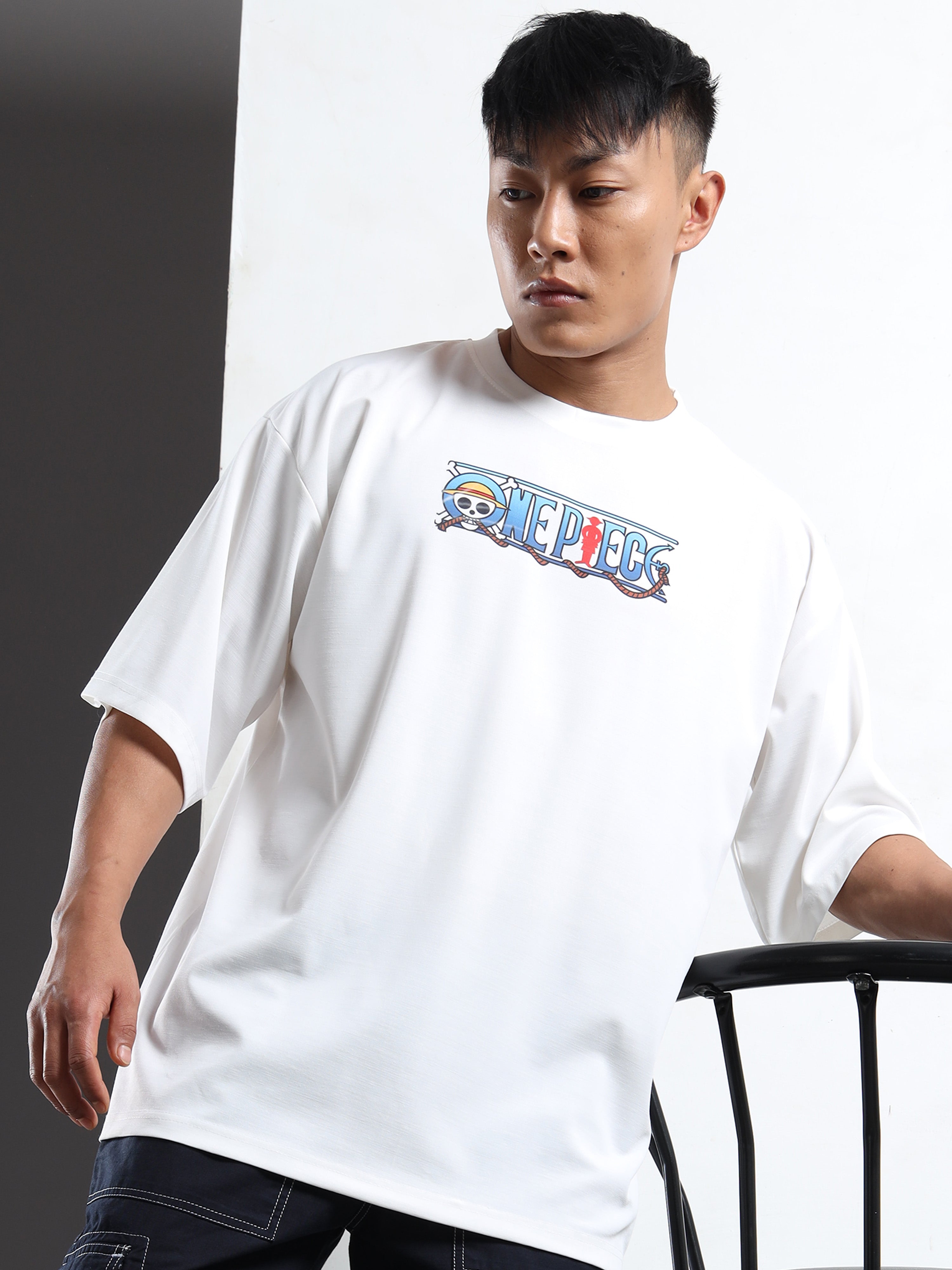 Men's White Naruto Itachi Uchiha Oversized T-Shirt