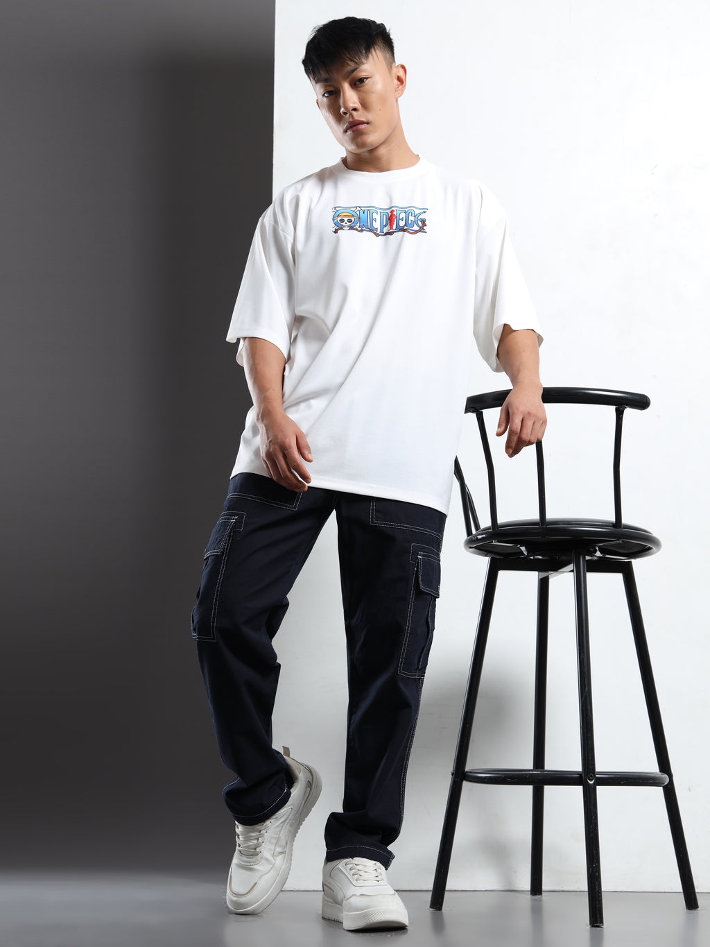 Men's White Naruto Itachi Uchiha Oversized T-Shirt