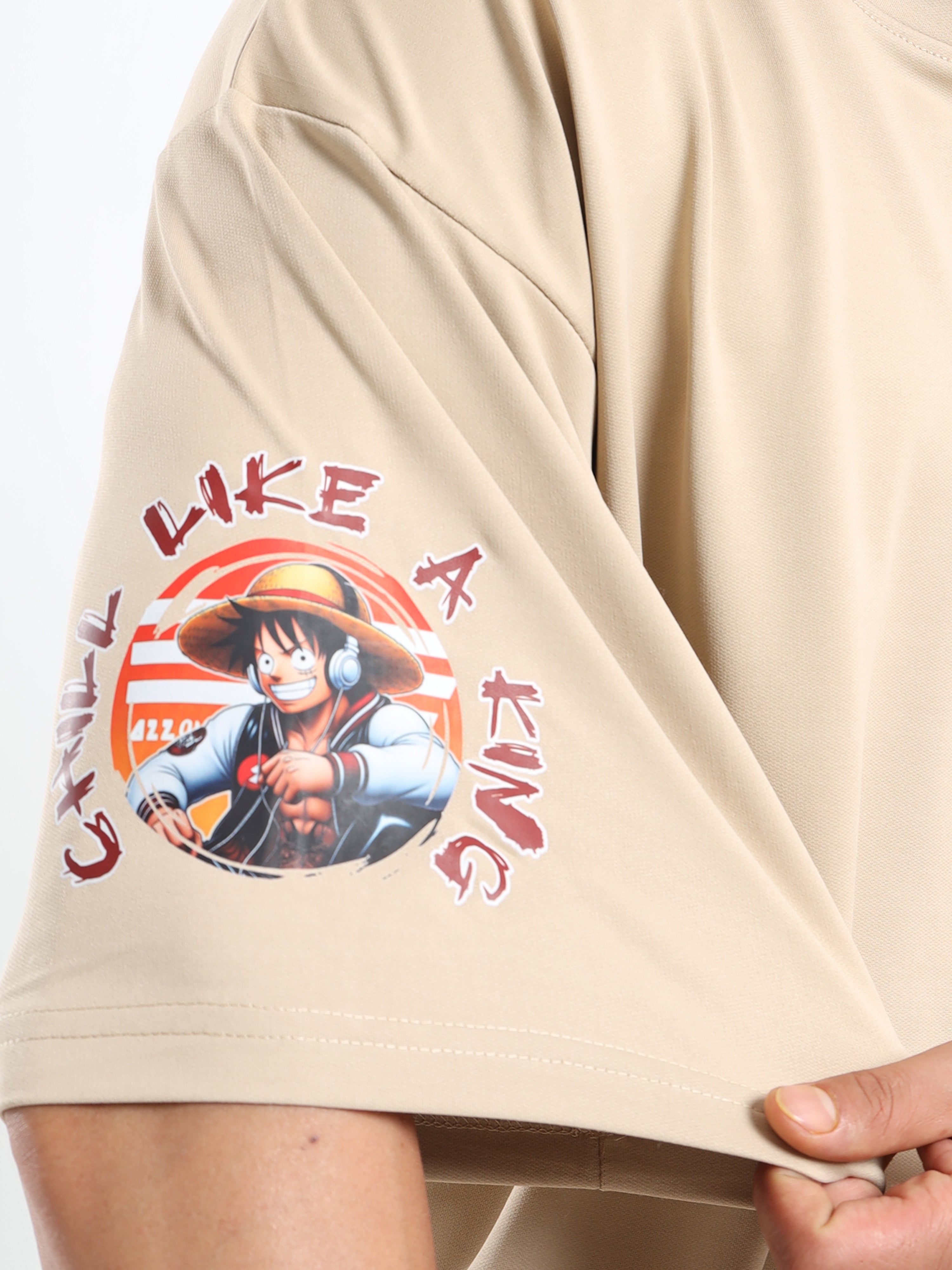 Men's Beige One Piece Chill Like a King Oversized T-Shirt