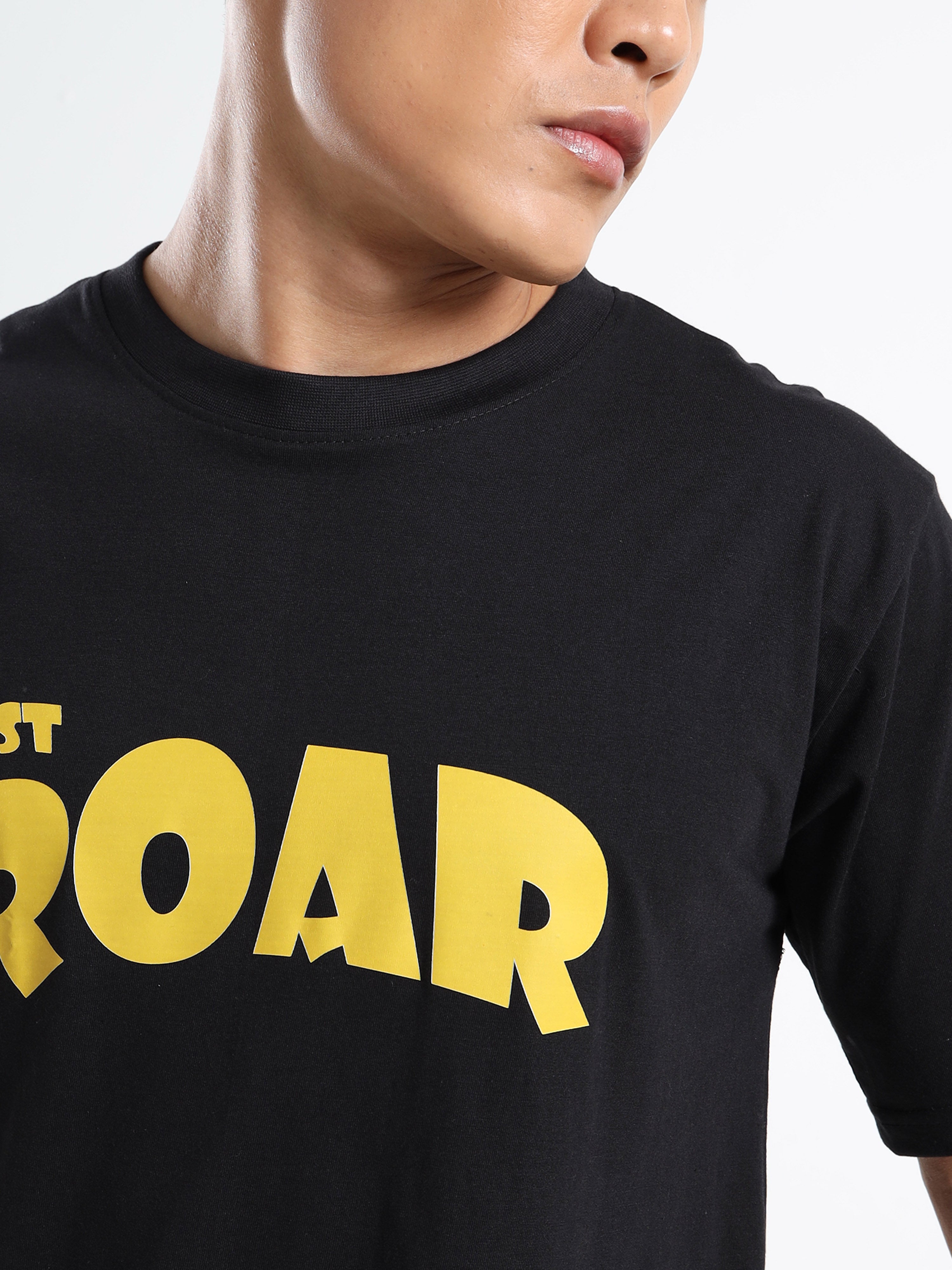 Men's Black and Yellow Just Roar Graphic T-Shirt