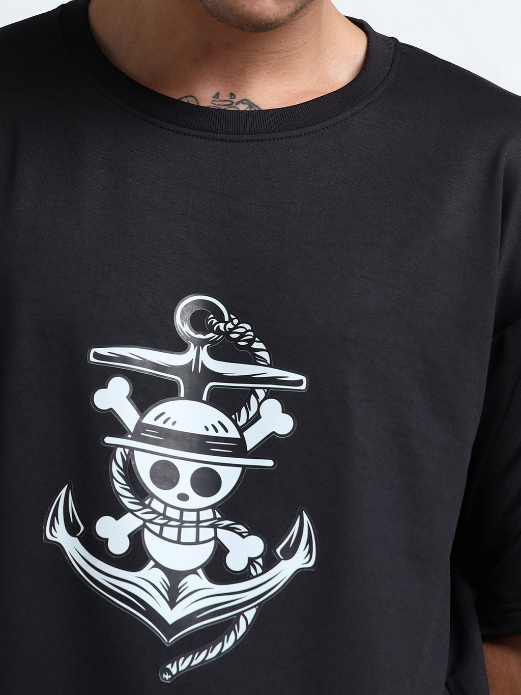 Men's Black One Piece Gear 5 Anchor Oversized T-Shirt