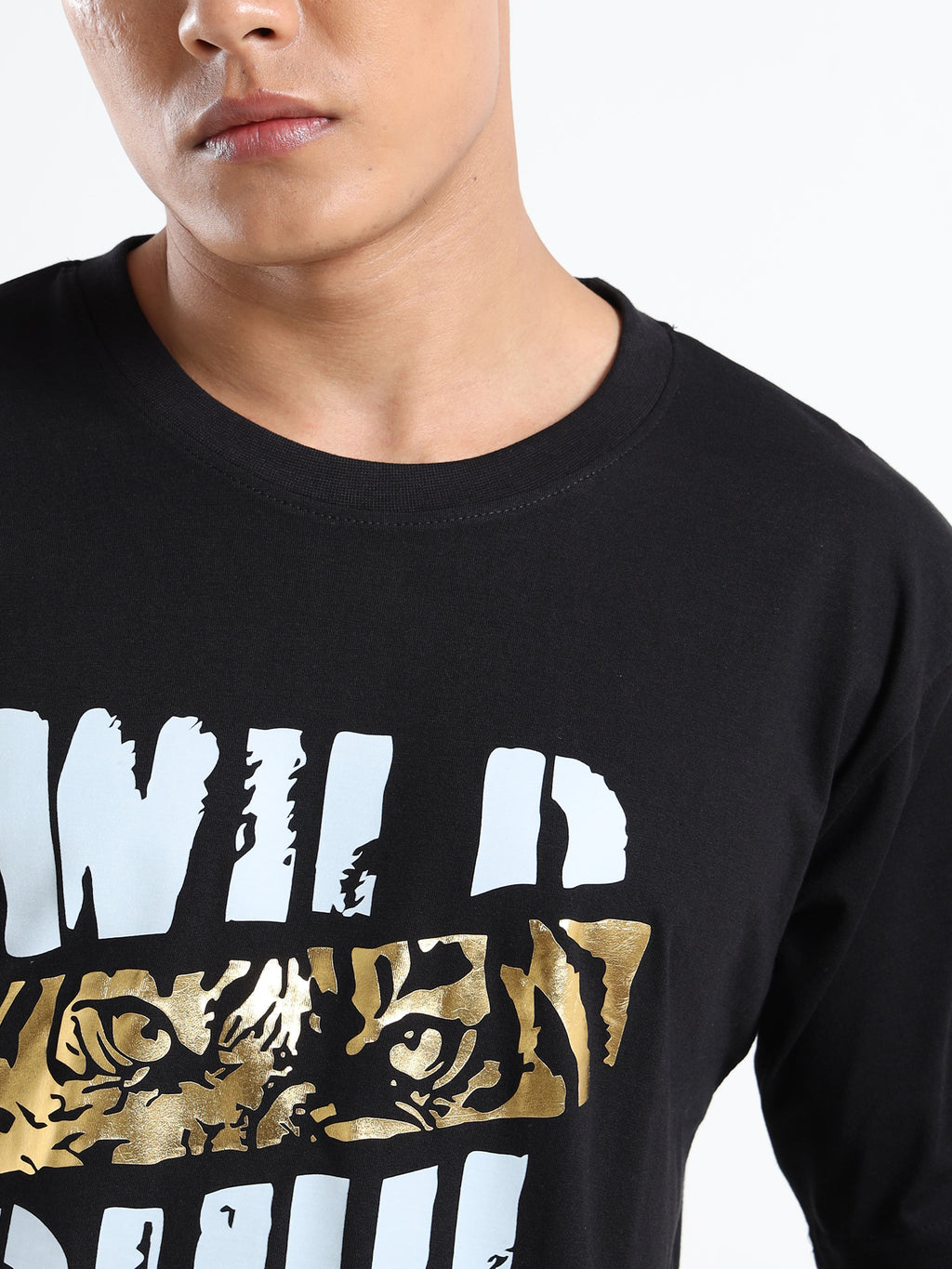 Men's Black and Multi-Color Wild Soul Tiger T-Shirt