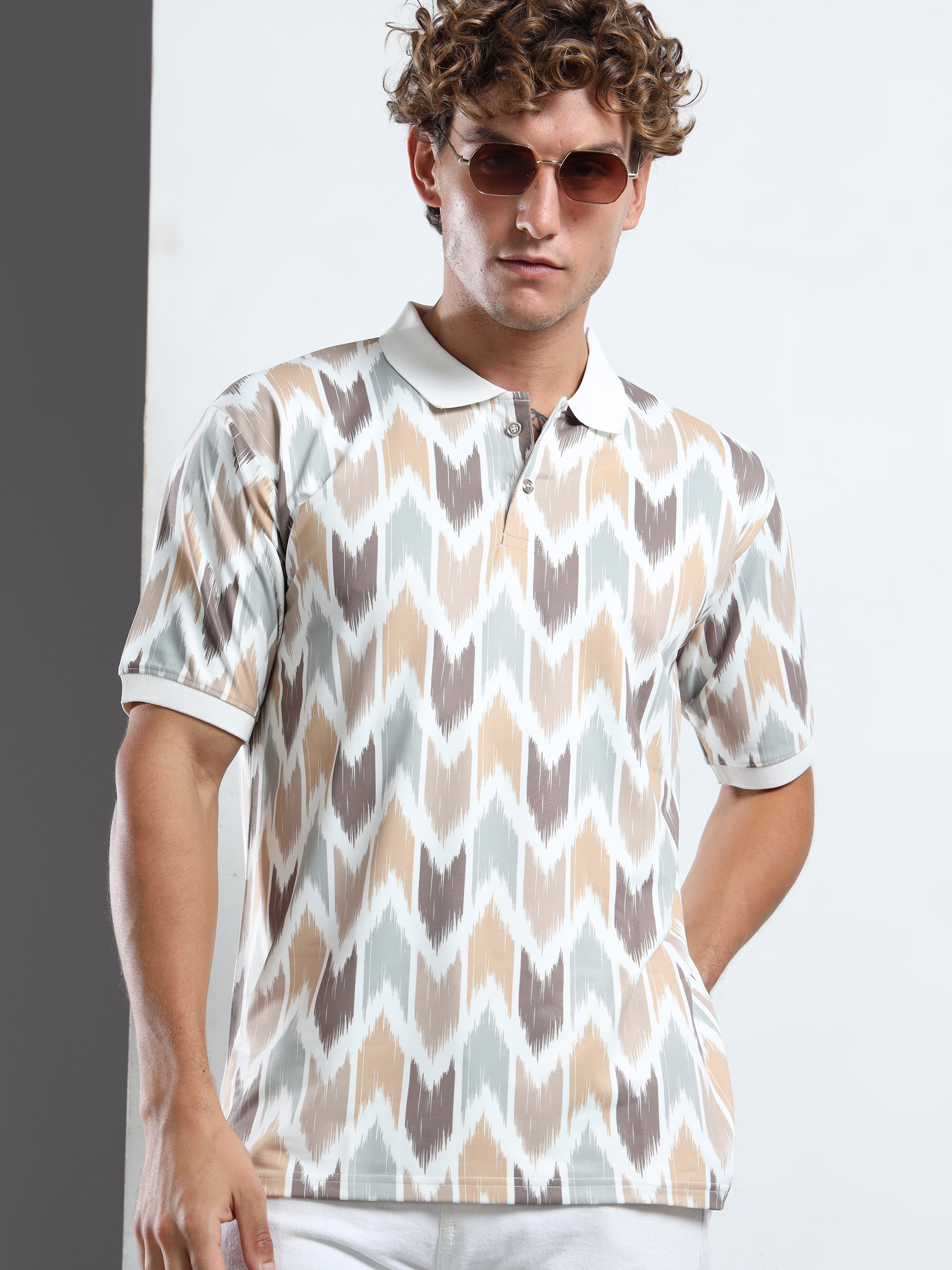 Men’s Ikat Pattern Polo T-Shirt