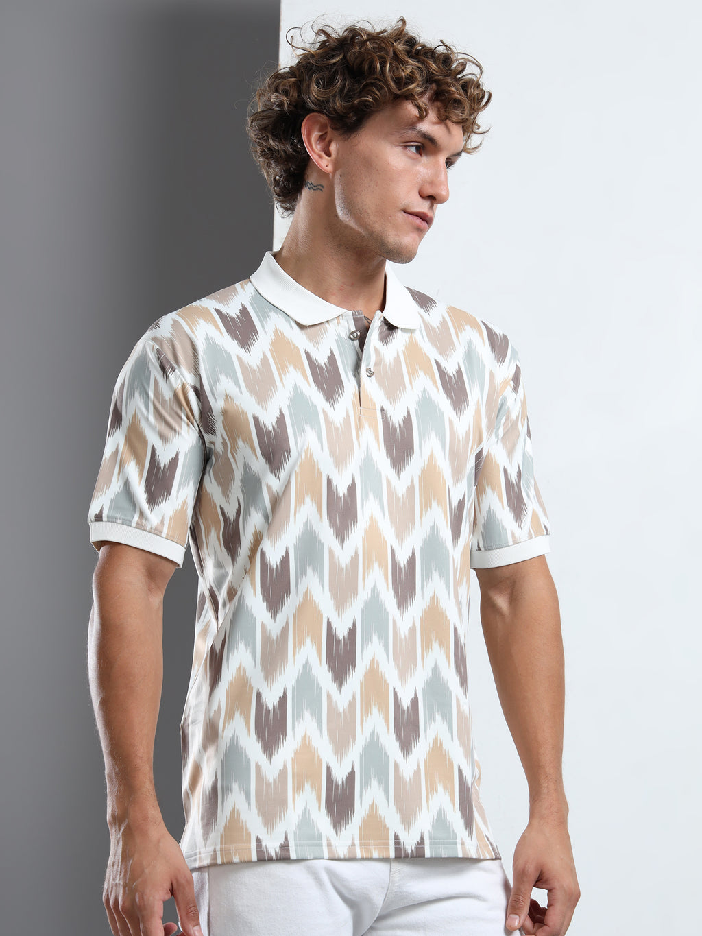 Men’s Ikat Pattern Polo T-Shirt