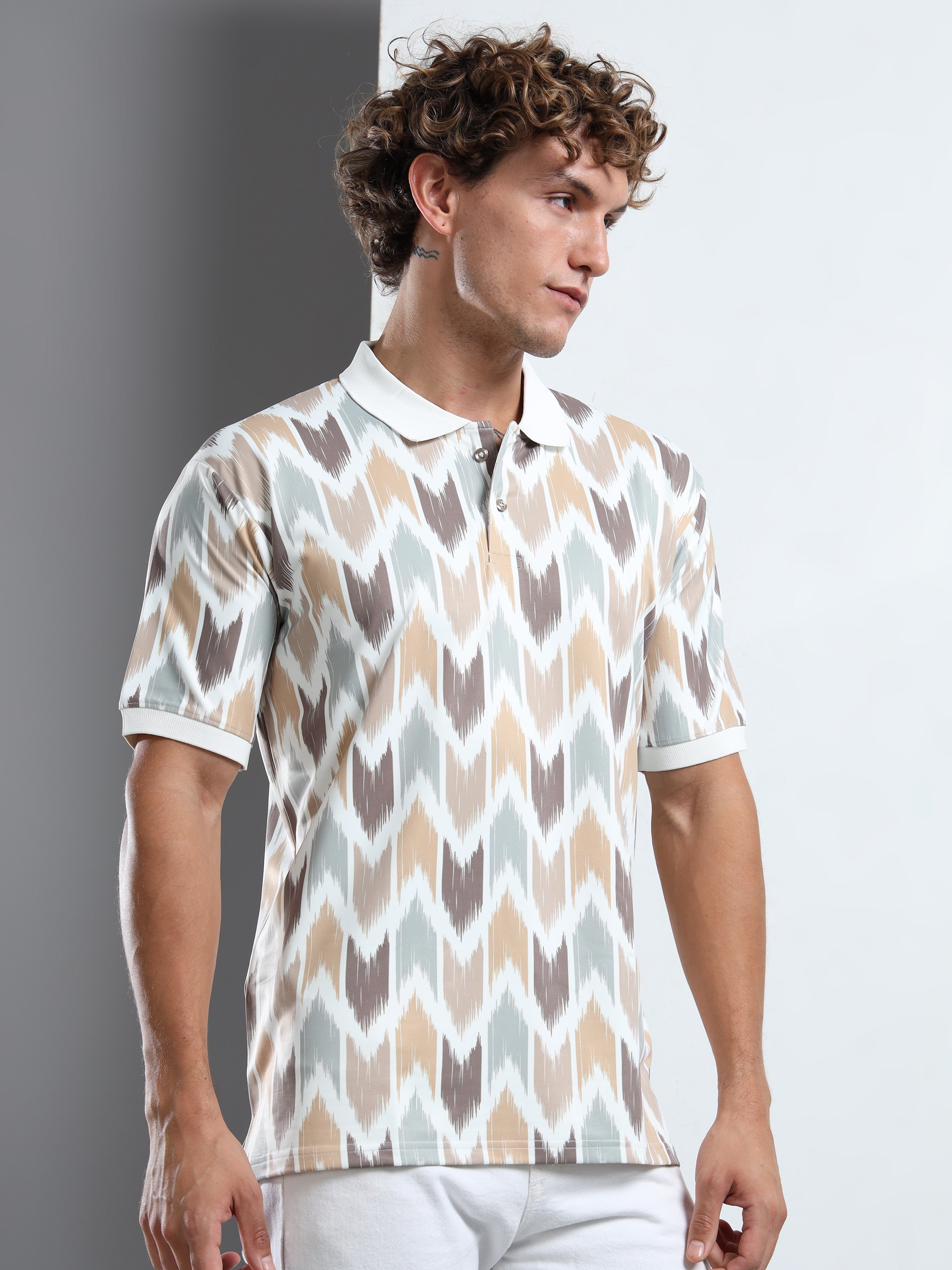 Men’s Ikat Pattern Polo T-Shirt