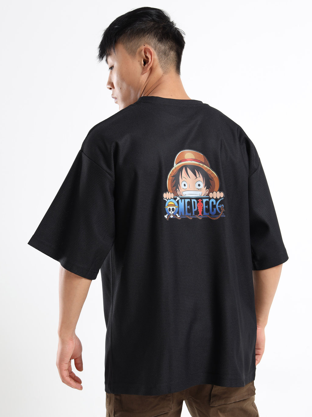 Men Printed Drop-Shoulder Sleeves Applique T-shirt