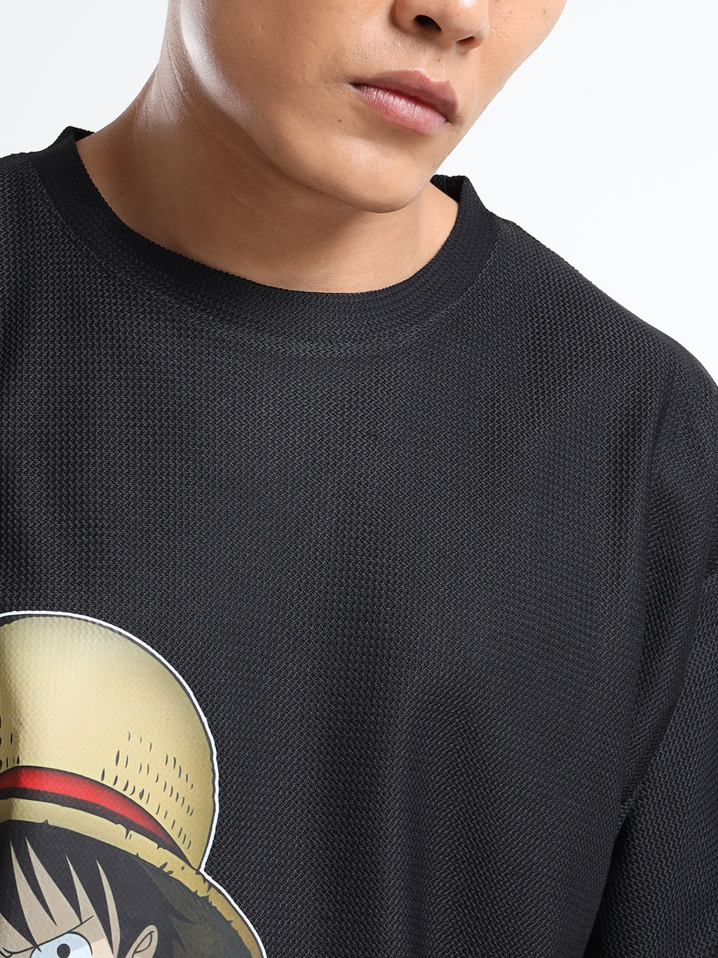 Men Printed Drop-Shoulder Sleeves Applique T-shirt