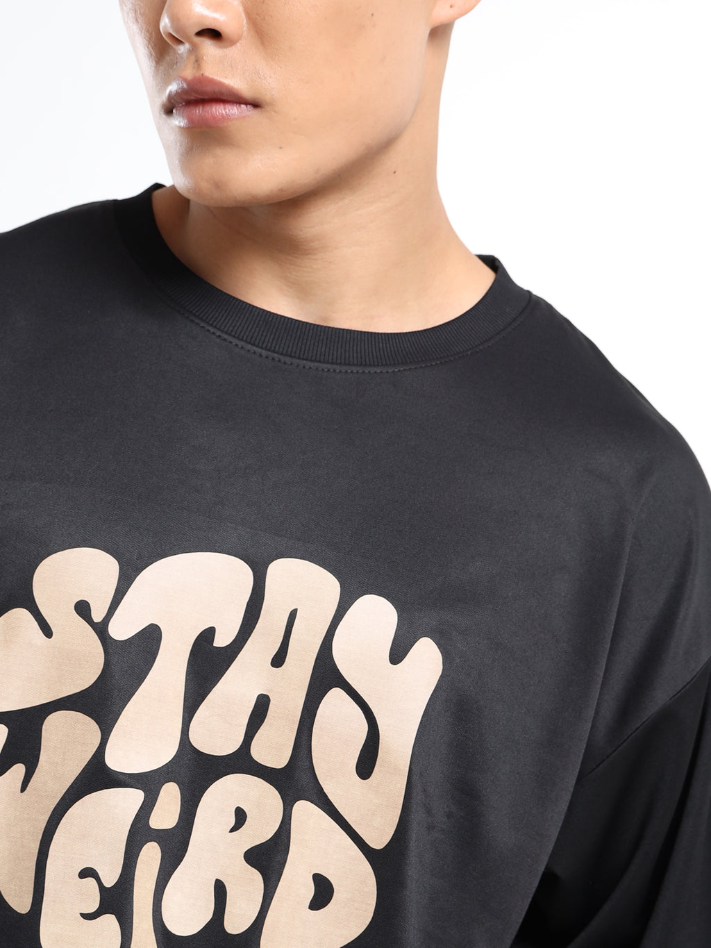 Men's Black Stay Weird Oversized T-Shirt