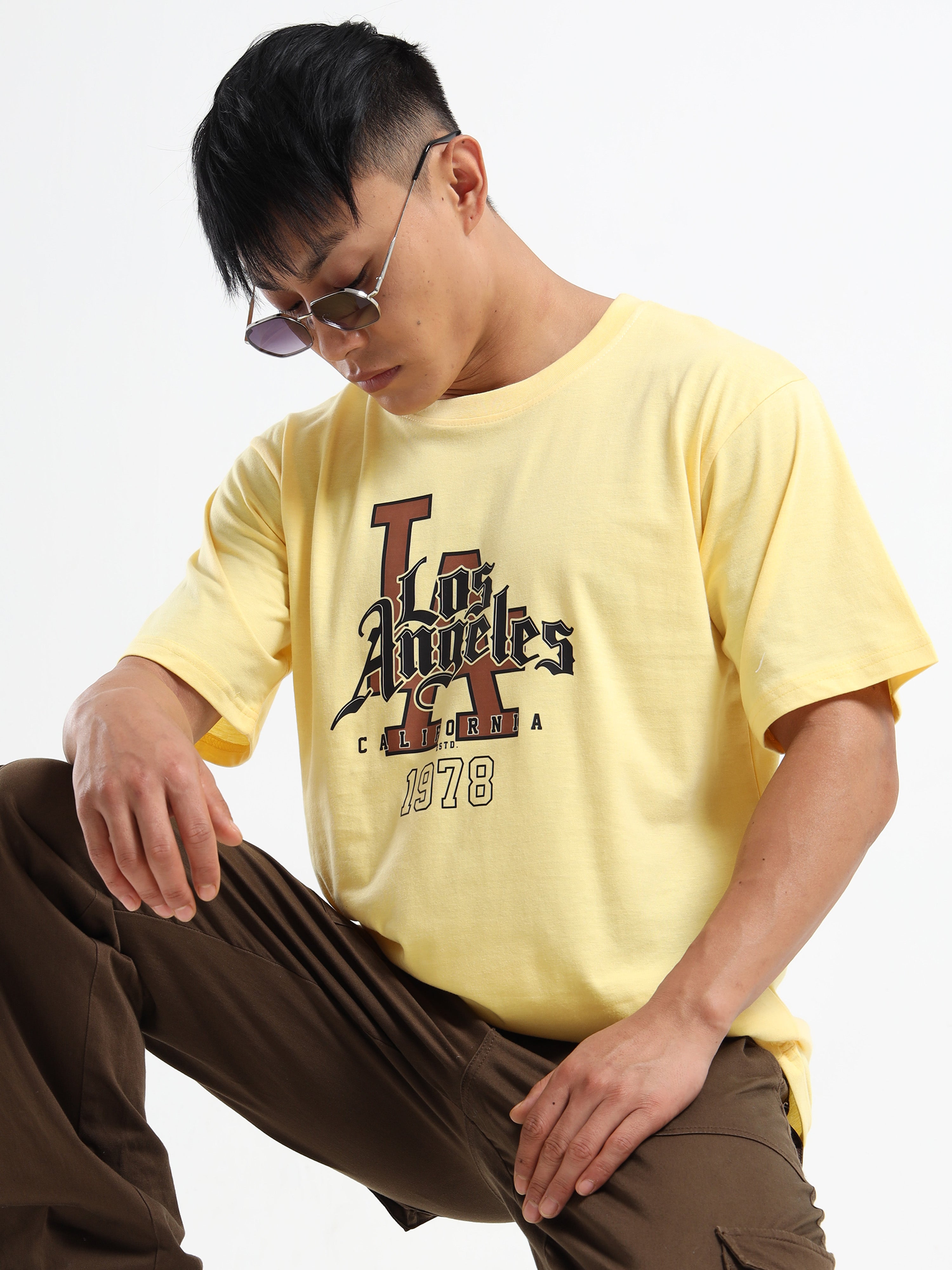 Men's Light Yellow Los Angeles Collegiate Graphic T-Shirt