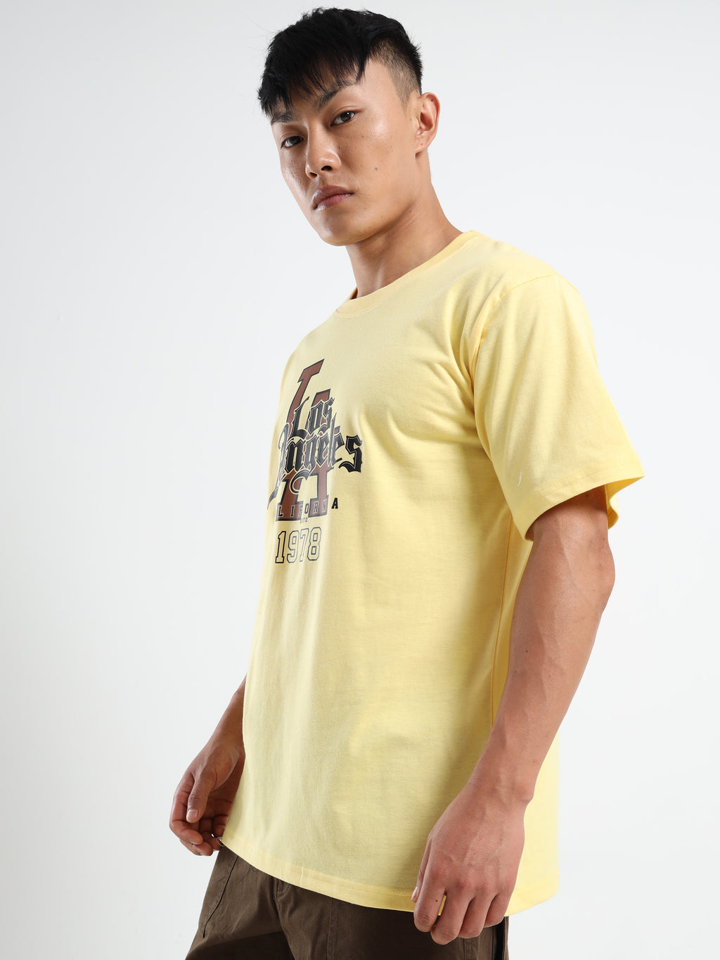 Men's Light Yellow Los Angeles Collegiate Graphic T-Shirt
