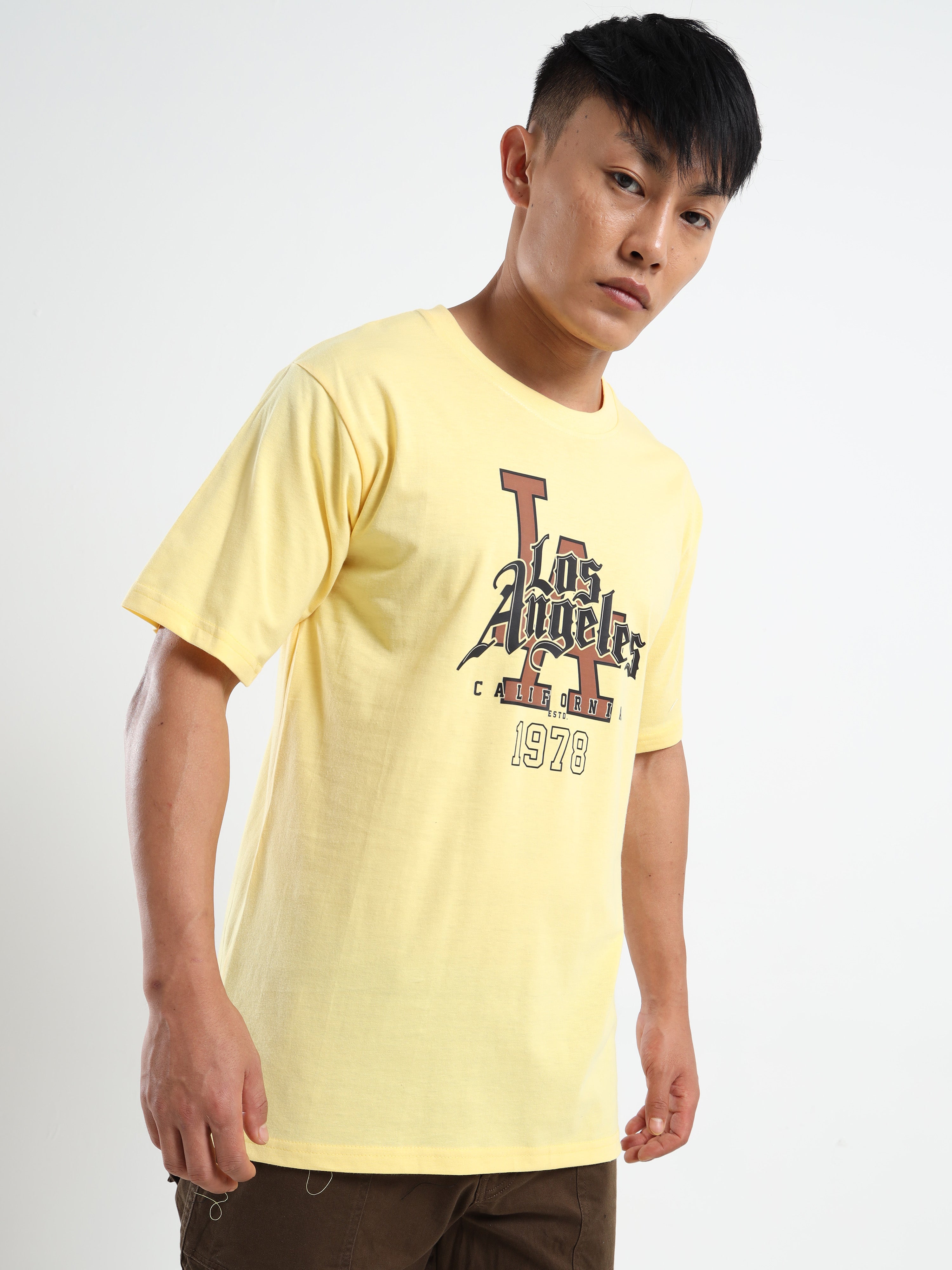 Men's Light Yellow Los Angeles Collegiate Graphic T-Shirt