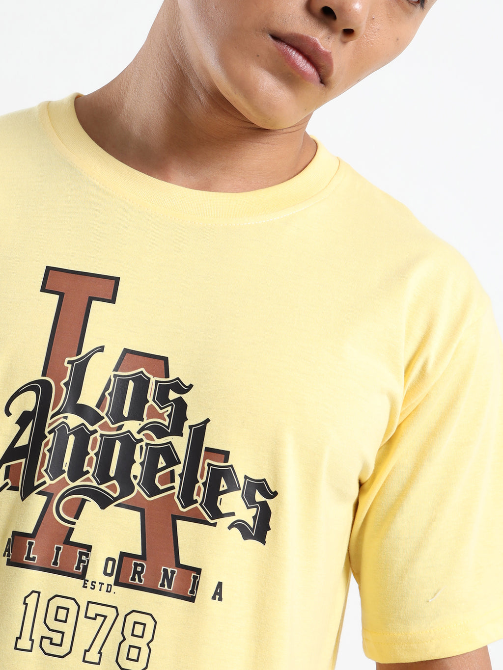 Men's Light Yellow Los Angeles Collegiate Graphic T-Shirt