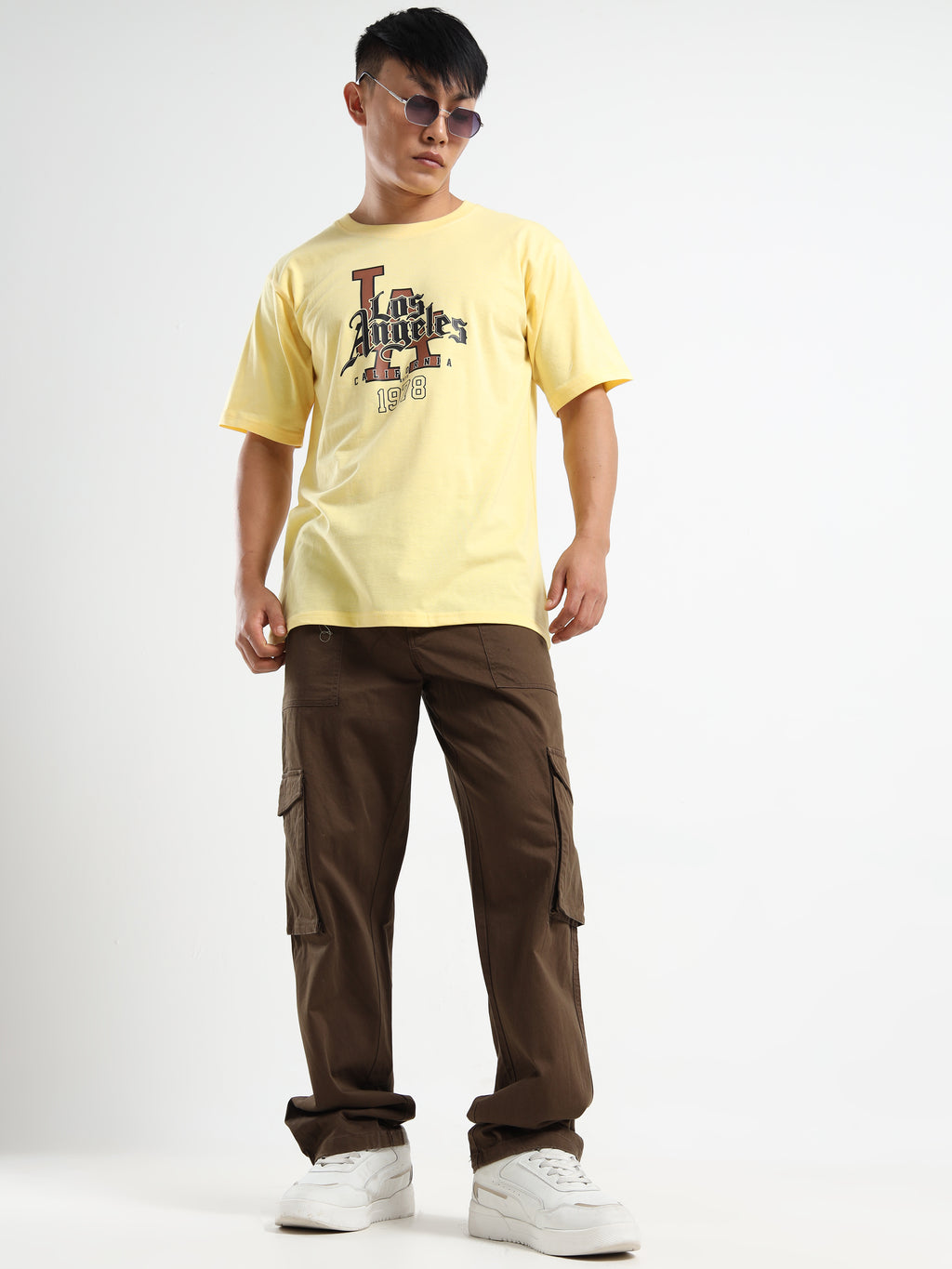 Men's Light Yellow Los Angeles Collegiate Graphic T-Shirt
