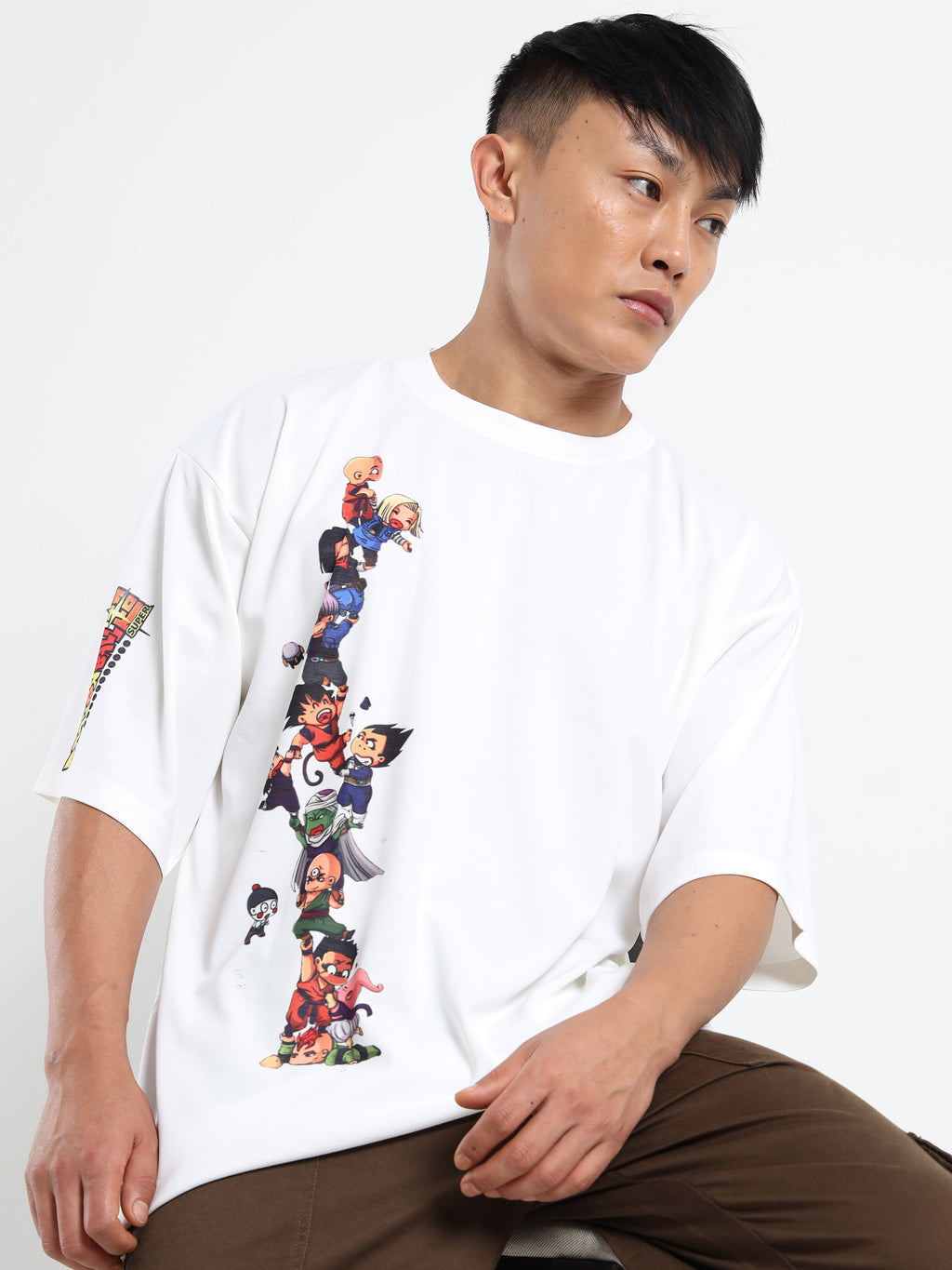 Men's Beige One Piece Epic Crew Oversized T-Shirt