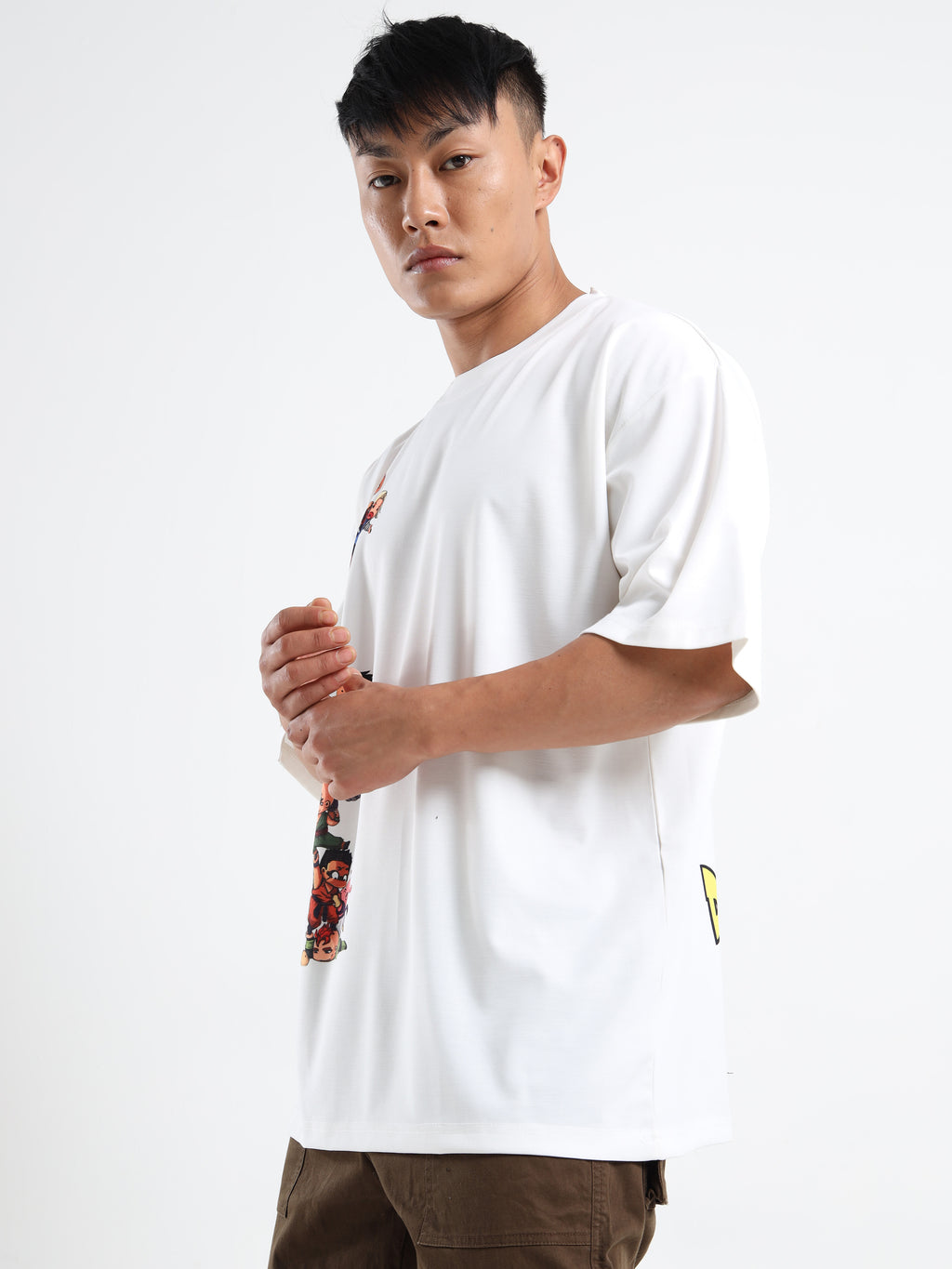 Men's Beige One Piece Epic Crew Oversized T-Shirt