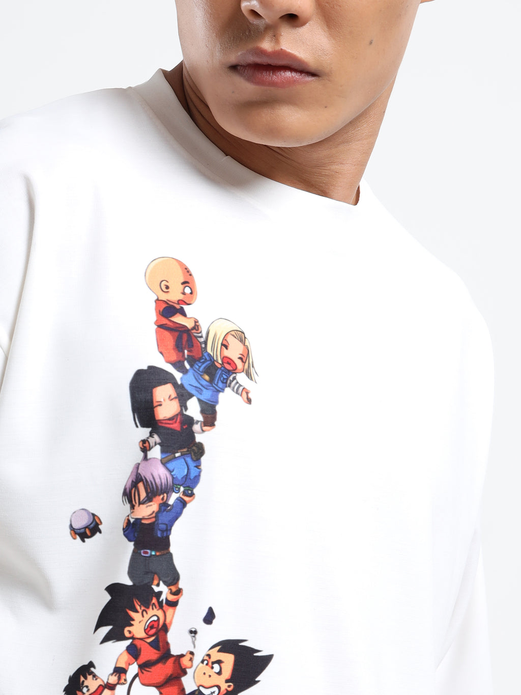 Men's Beige One Piece Epic Crew Oversized T-Shirt