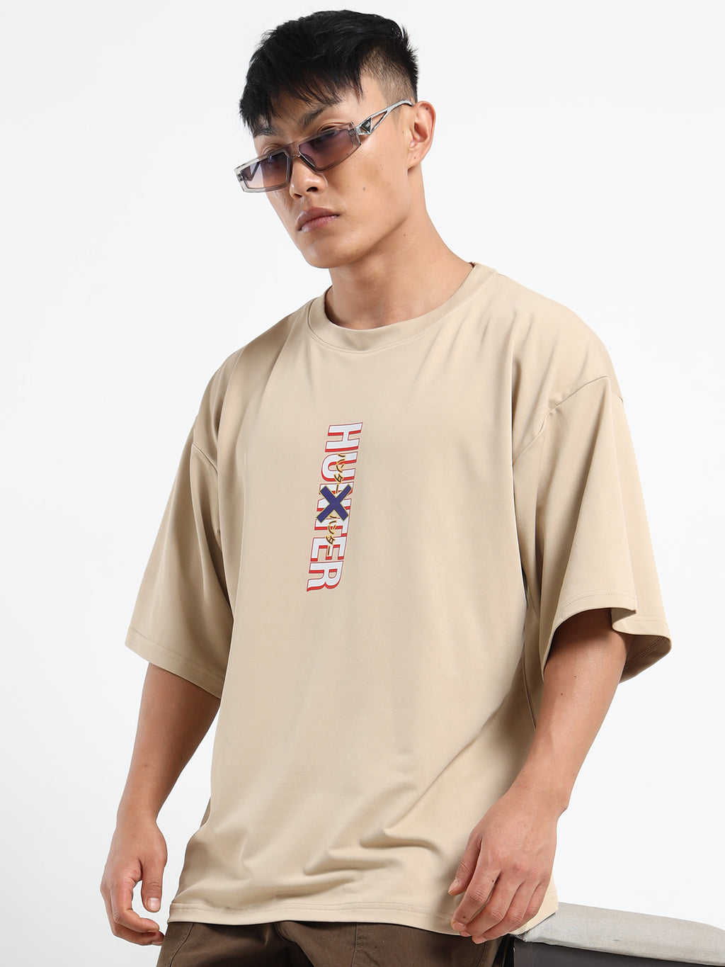 Men's Beige Hunter x Hunter Oversized T-Shirt
