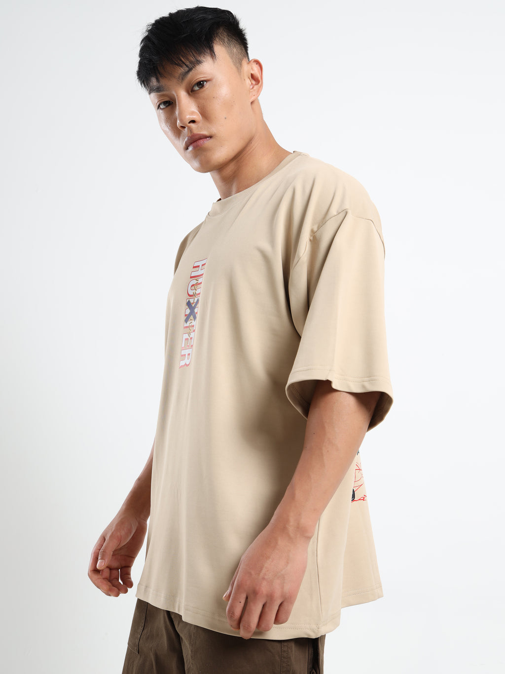 Men's Beige Hunter x Hunter Oversized T-Shirt