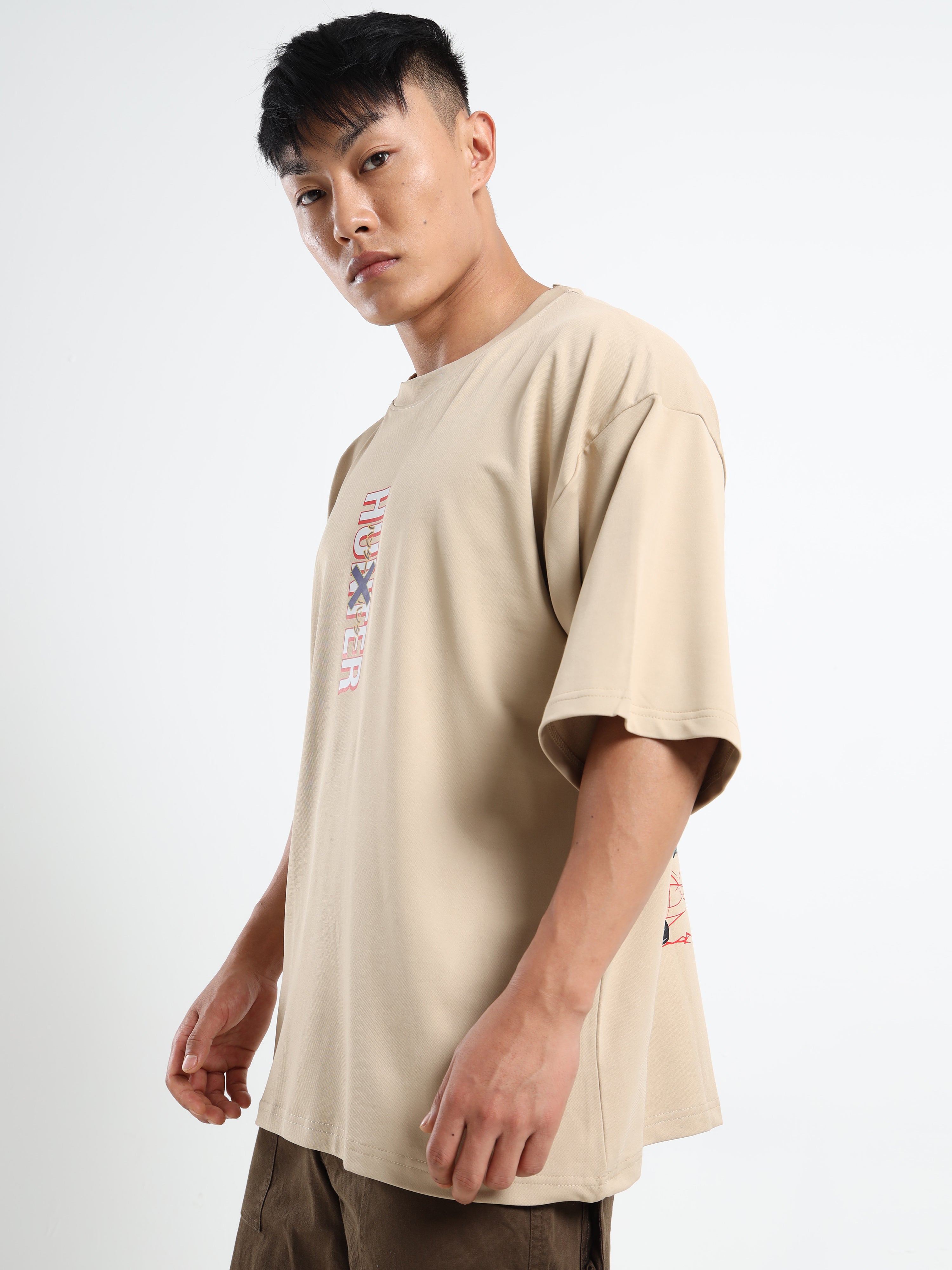 Men's Beige Hunter x Hunter Oversized T-Shirt