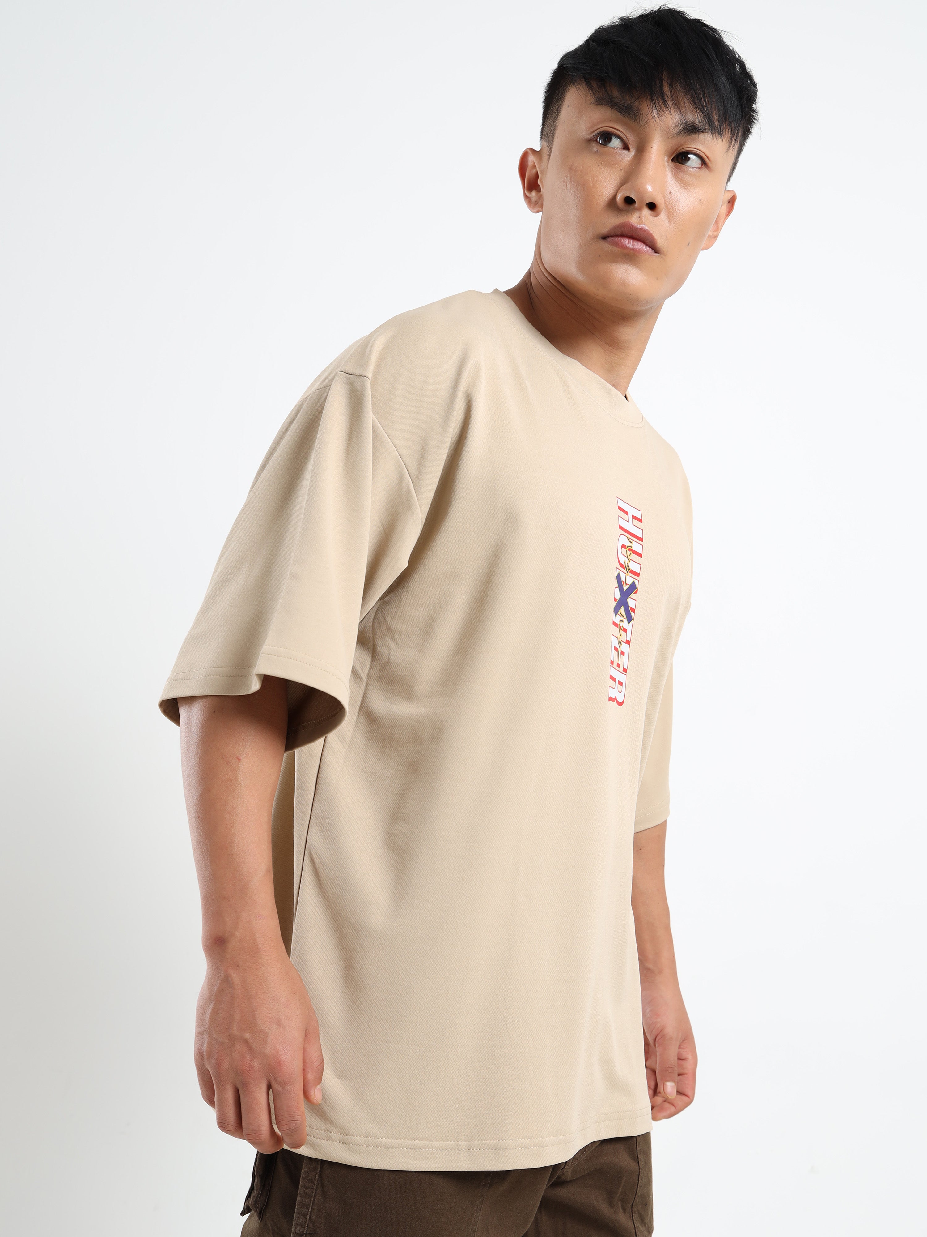 Men's Beige Hunter x Hunter Oversized T-Shirt