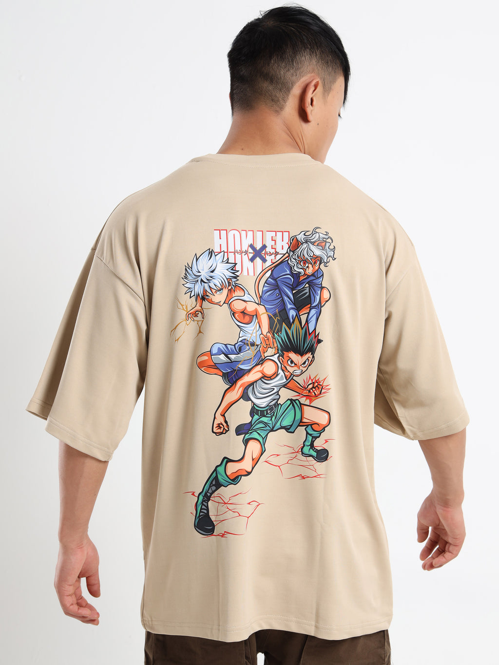 Men's Beige Hunter x Hunter Oversized T-Shirt