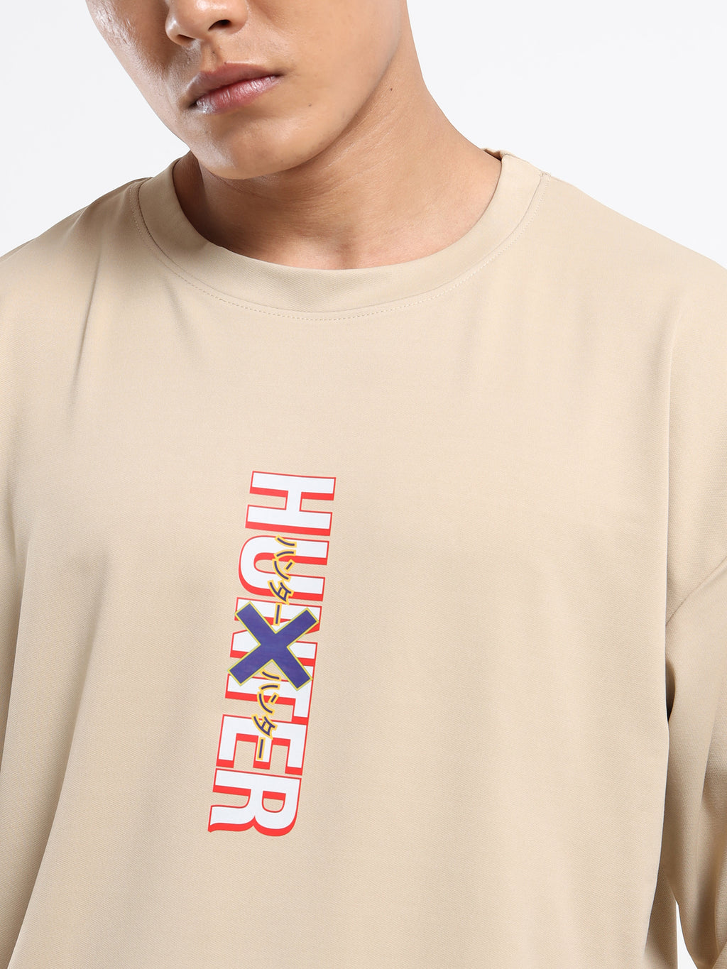 Men's Beige Hunter x Hunter Oversized T-Shirt