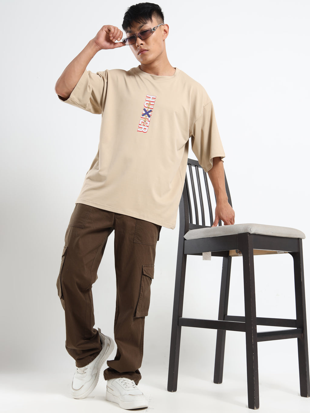 Men's Beige Hunter x Hunter Oversized T-Shirt