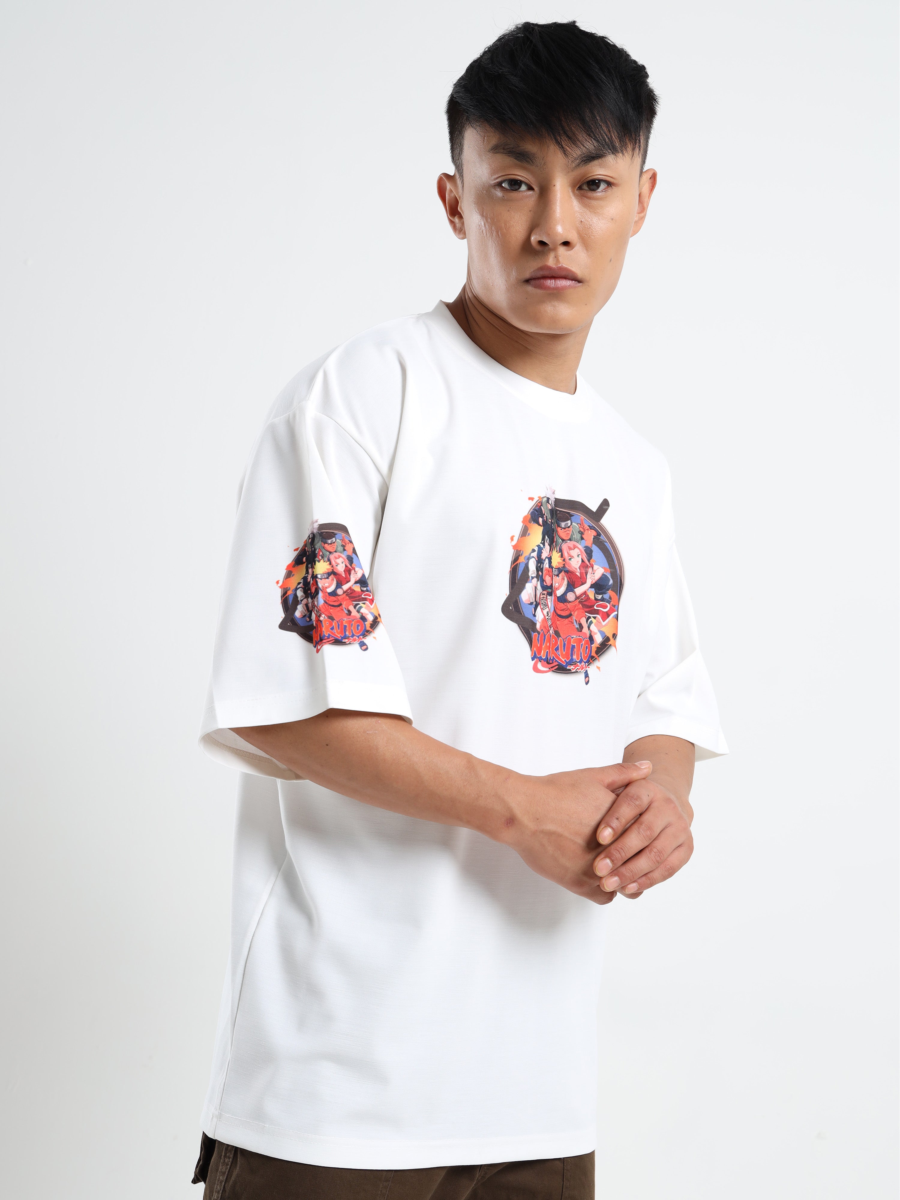 Men's Beige Hunter x Hunter Gon and Killua Oversized T-Shirt