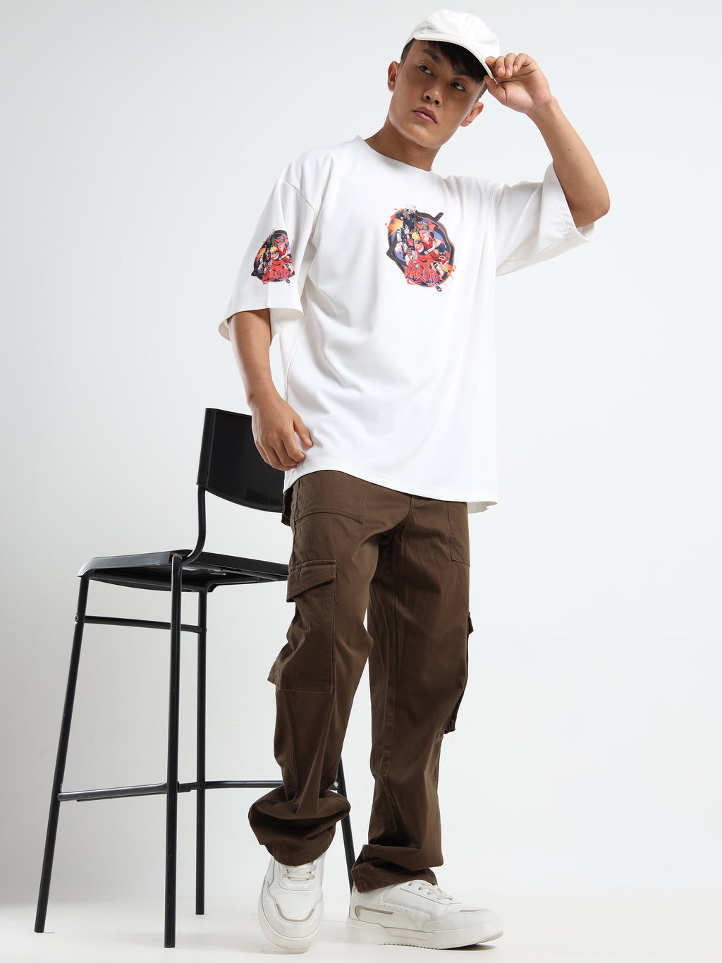 Men's Beige Hunter x Hunter Gon and Killua Oversized T-Shirt