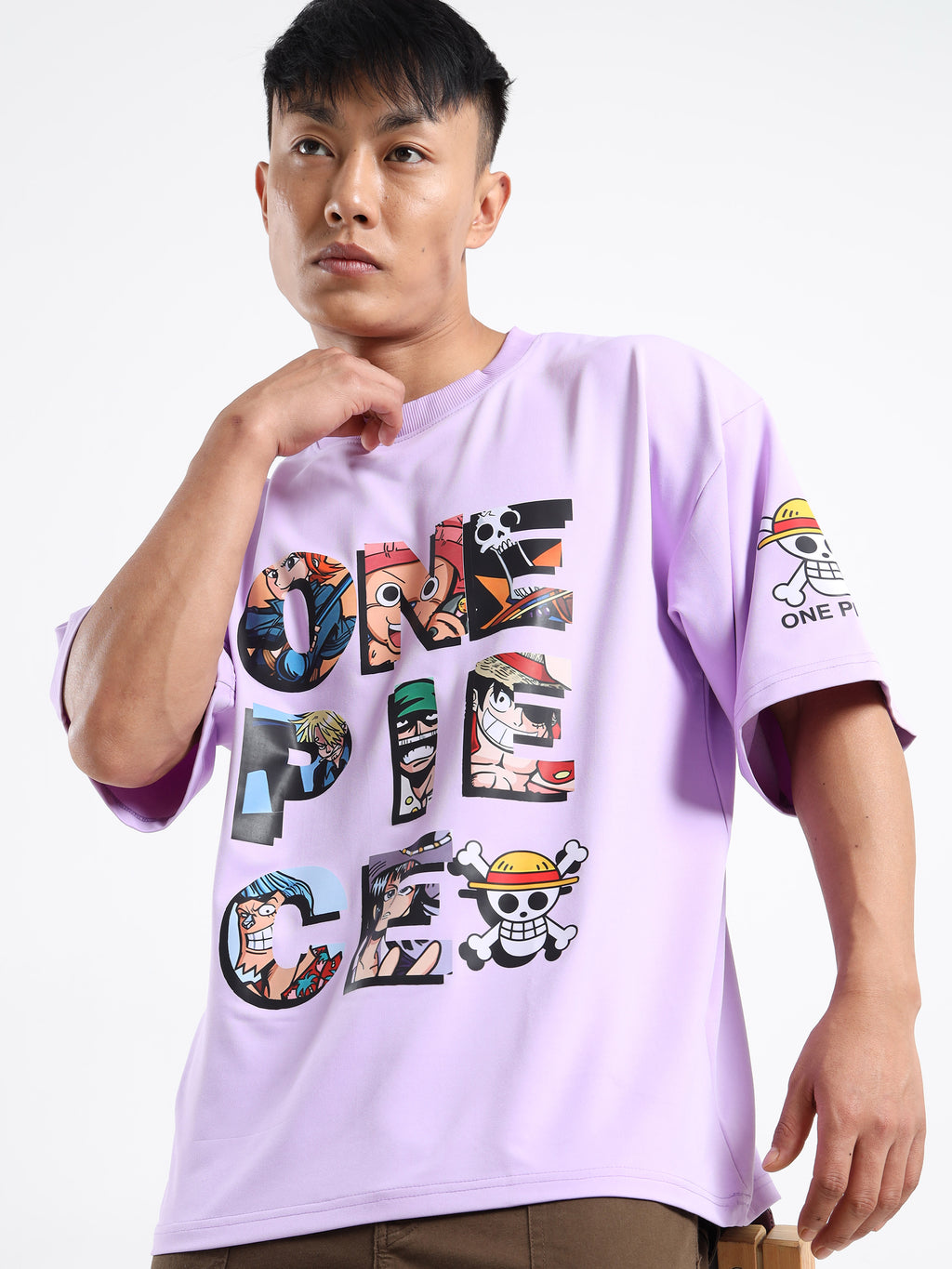 Men's Lilac One Piece Straw Hat Oversized T-Shirt